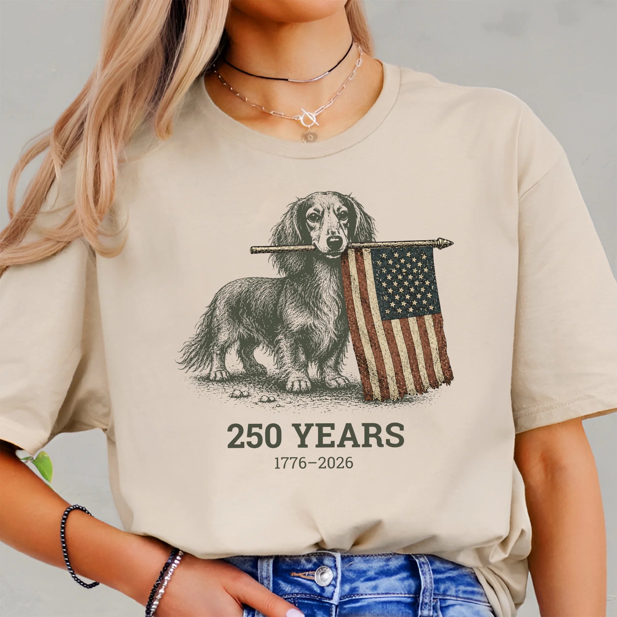 Long Haired Dachshund Shirt | Patriotic Wiener Dog Tee