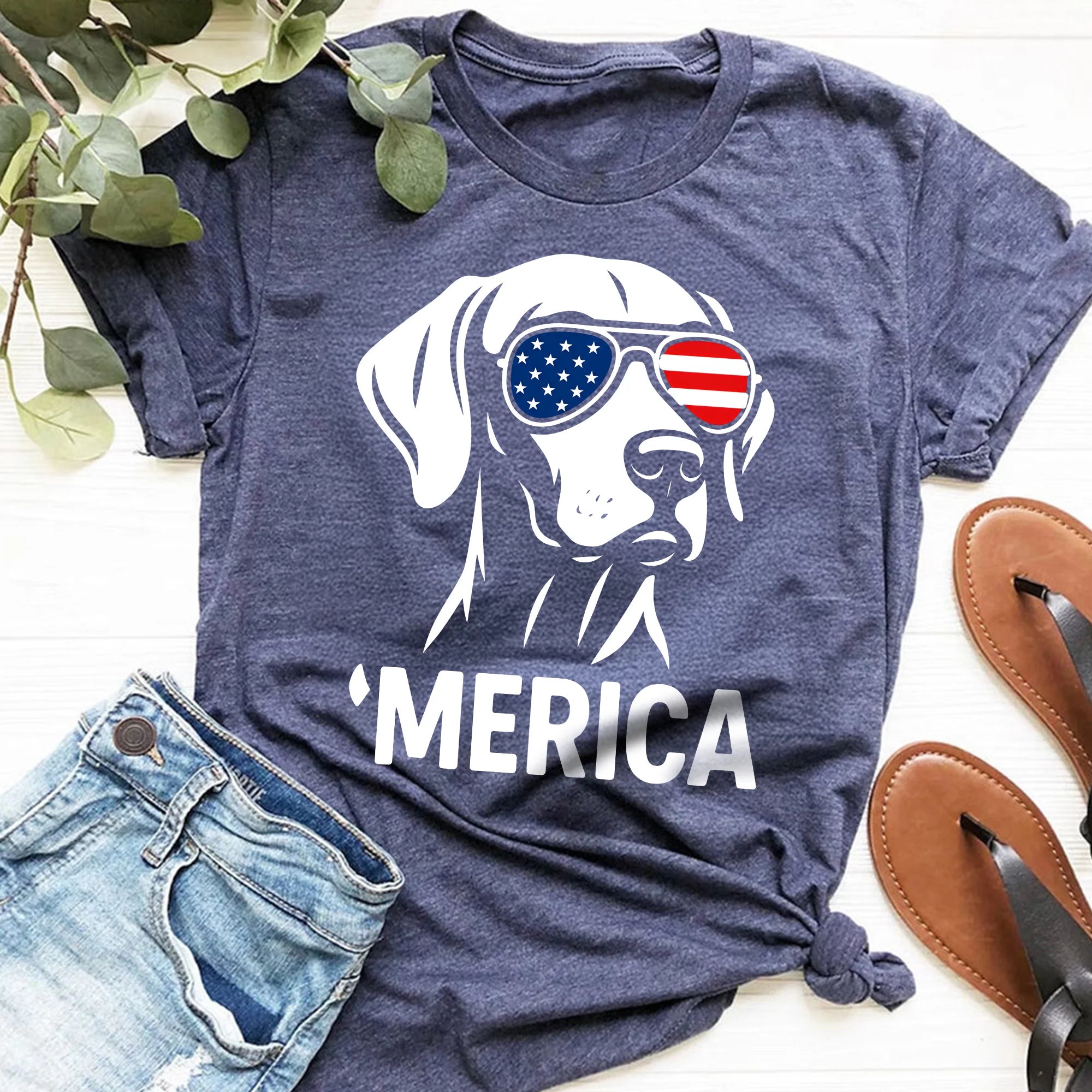 Patriotic Vizsla Shirt, USA 4th July Vizsla Dog Lover Tee