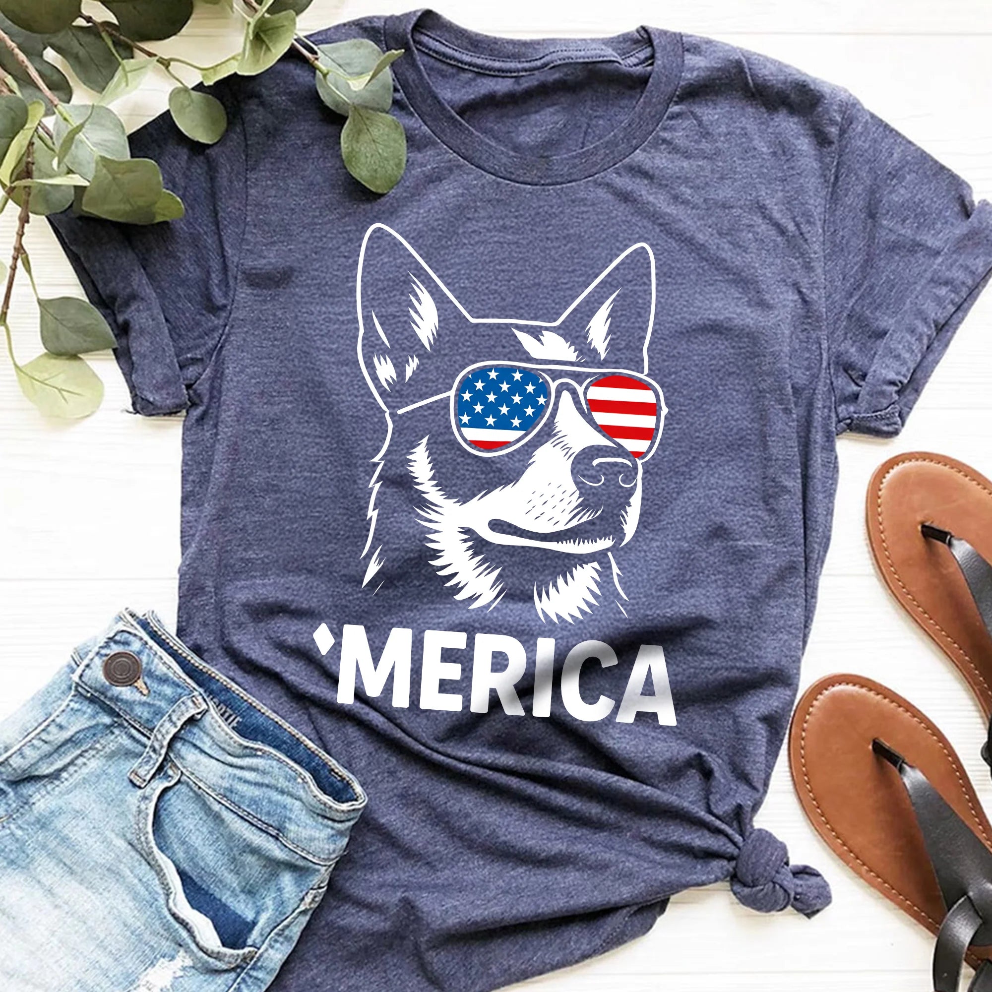 Patriotic Heeler Shirt, USA Blue Heeler 4th July Dog Tee
