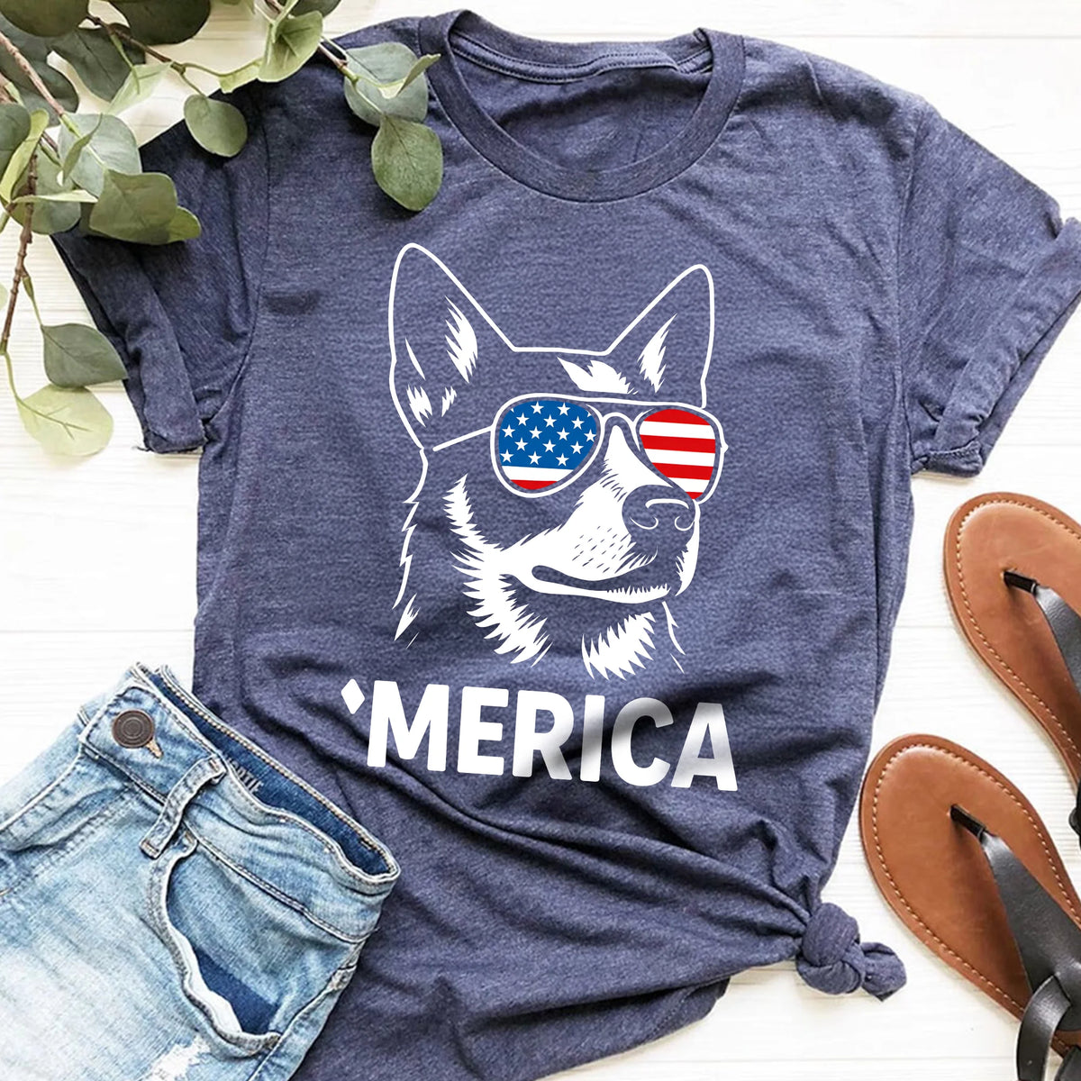 Patriotic Heeler Shirt, USA Blue Heeler 4th July Dog Tee