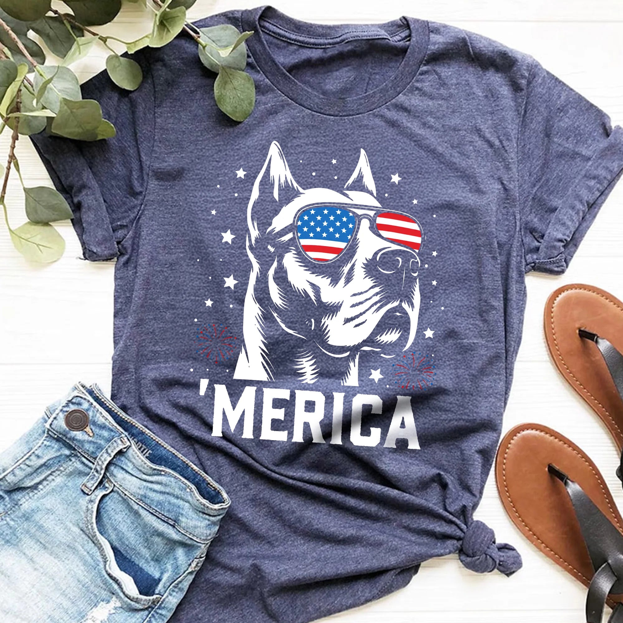 Great Dane Merica Patriotic 4th of July Dog Lover Shirt
