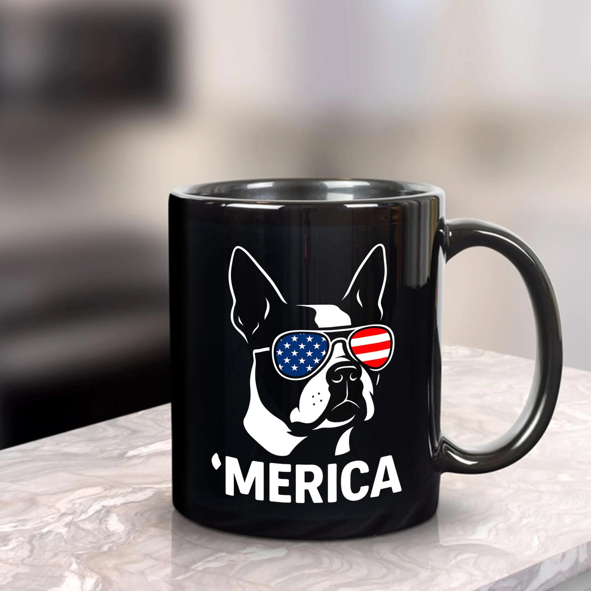 Patriotic Boston Terrier Mug, 4th July Dog Lover Gift