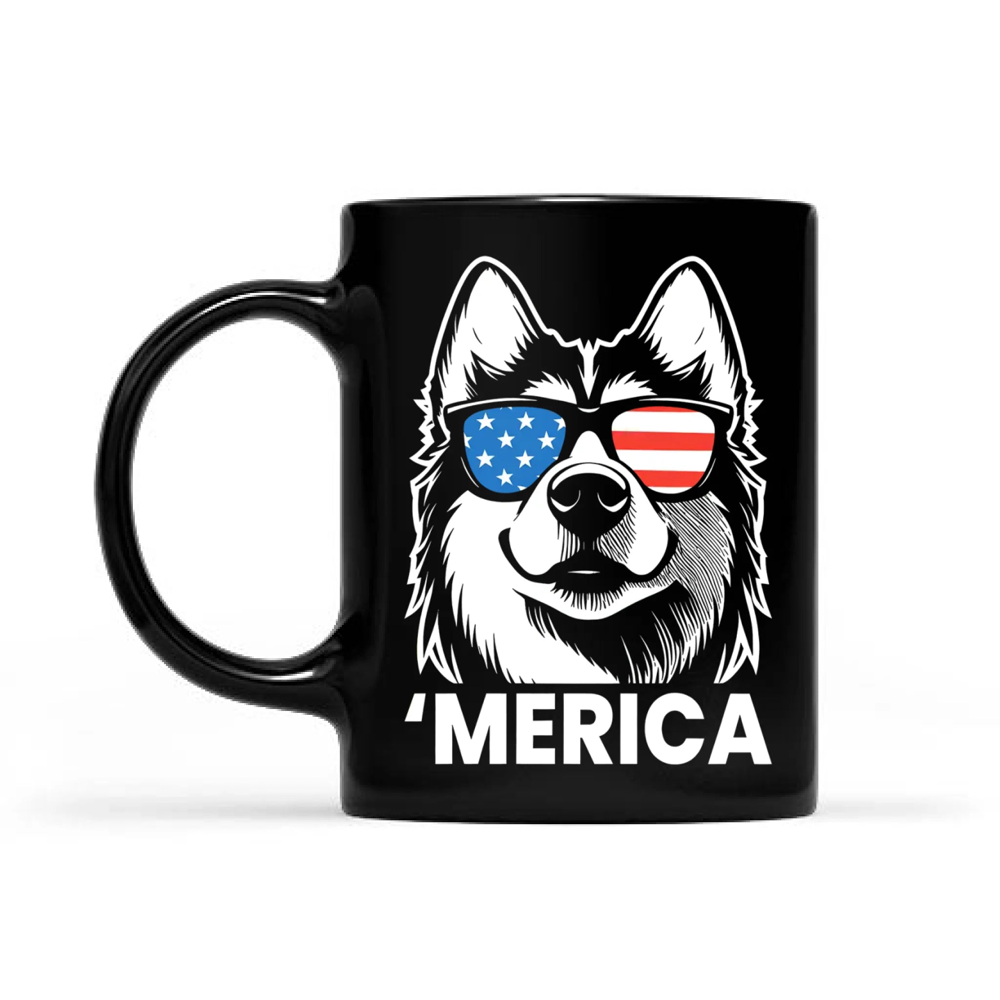 Merica Husky Mug, Patriotic July 4th Siberian Husky Gift