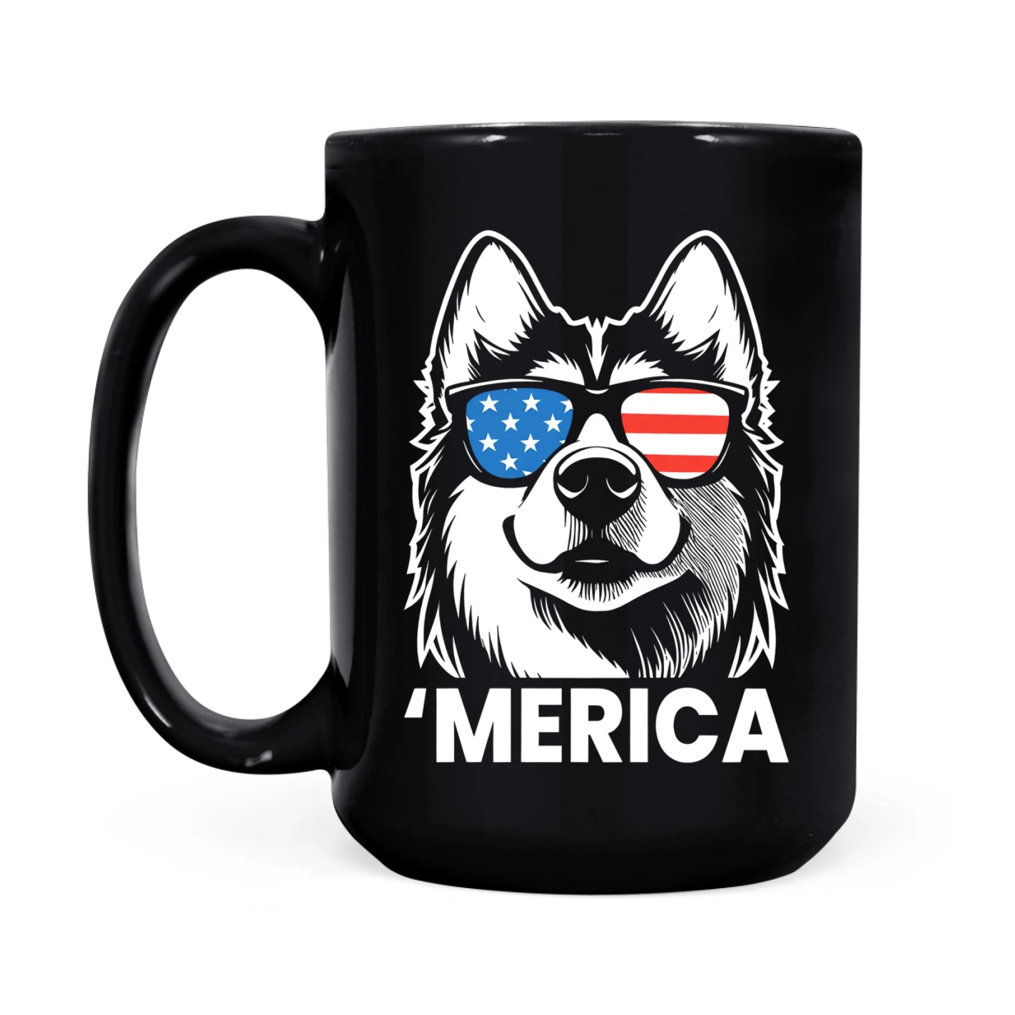 Merica Husky Mug, Patriotic July 4th Siberian Husky Gift