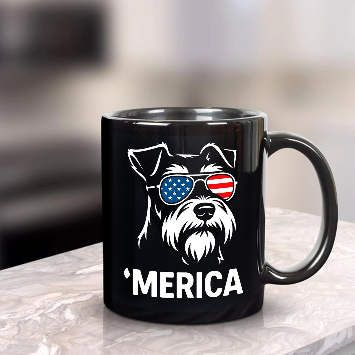 Miniature Schnauzer Merica Mug, Patriotic 4th of July Gift