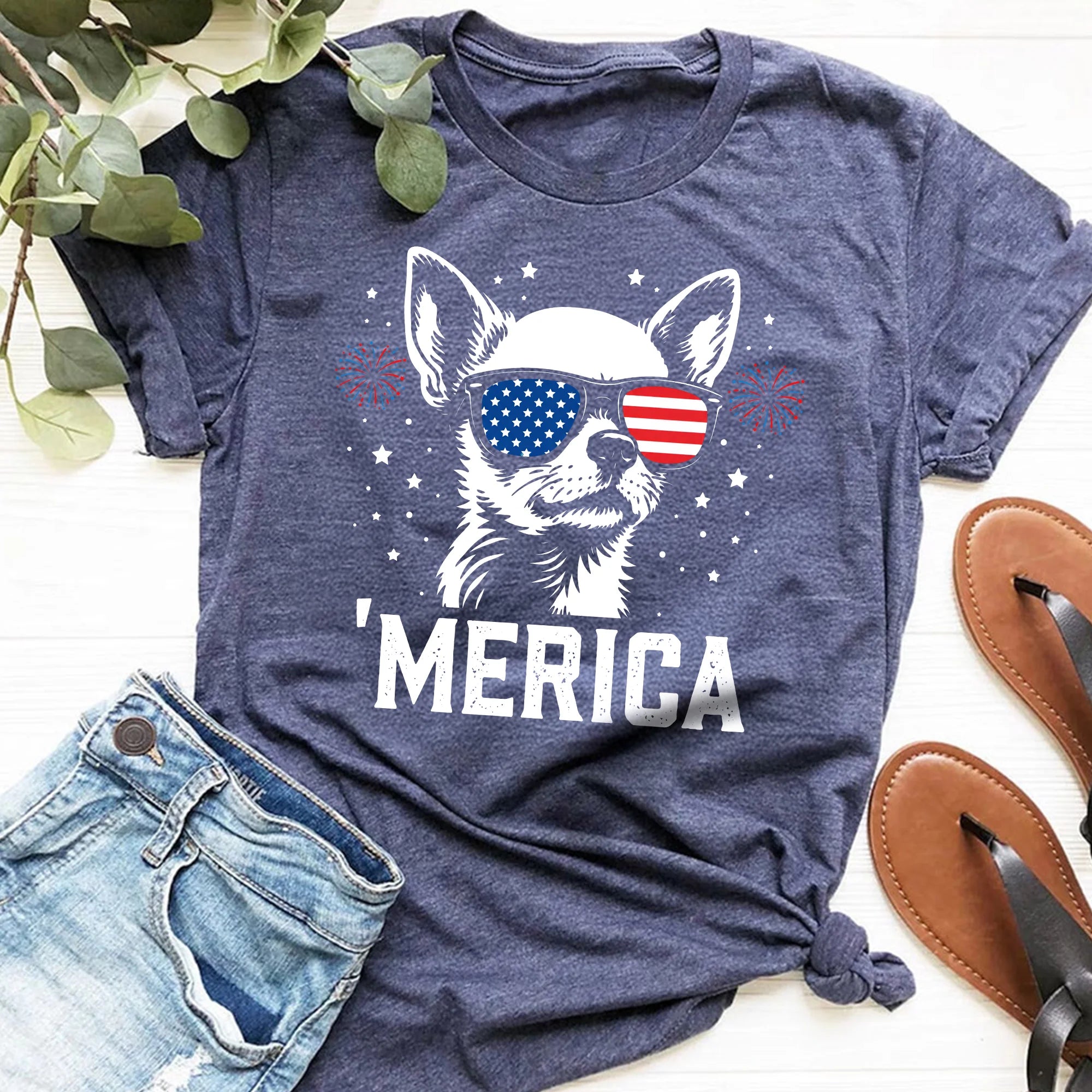 Chihuahua Merica Patriotic 4th of July Dog Mom Shirt