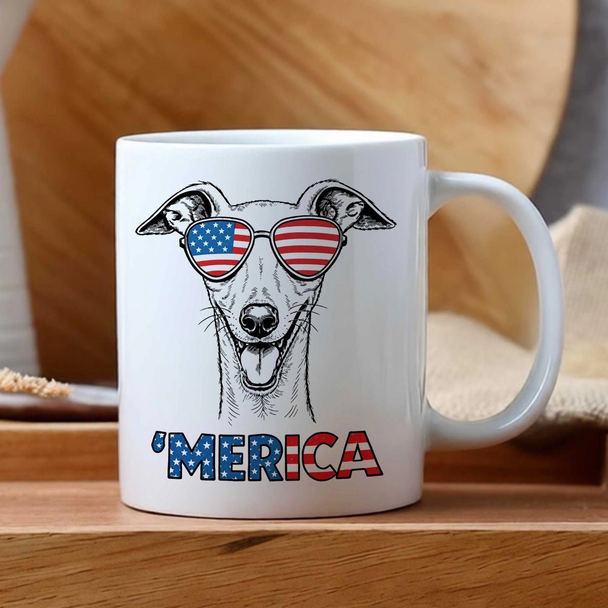 Italian Greyhound Merica Mug Patriotic Sighthound Lover Coffee Cup
