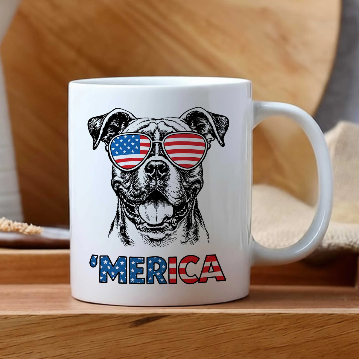 Boxer Dog Merica Mug Patriotic American Dog Lover Coffee Cup