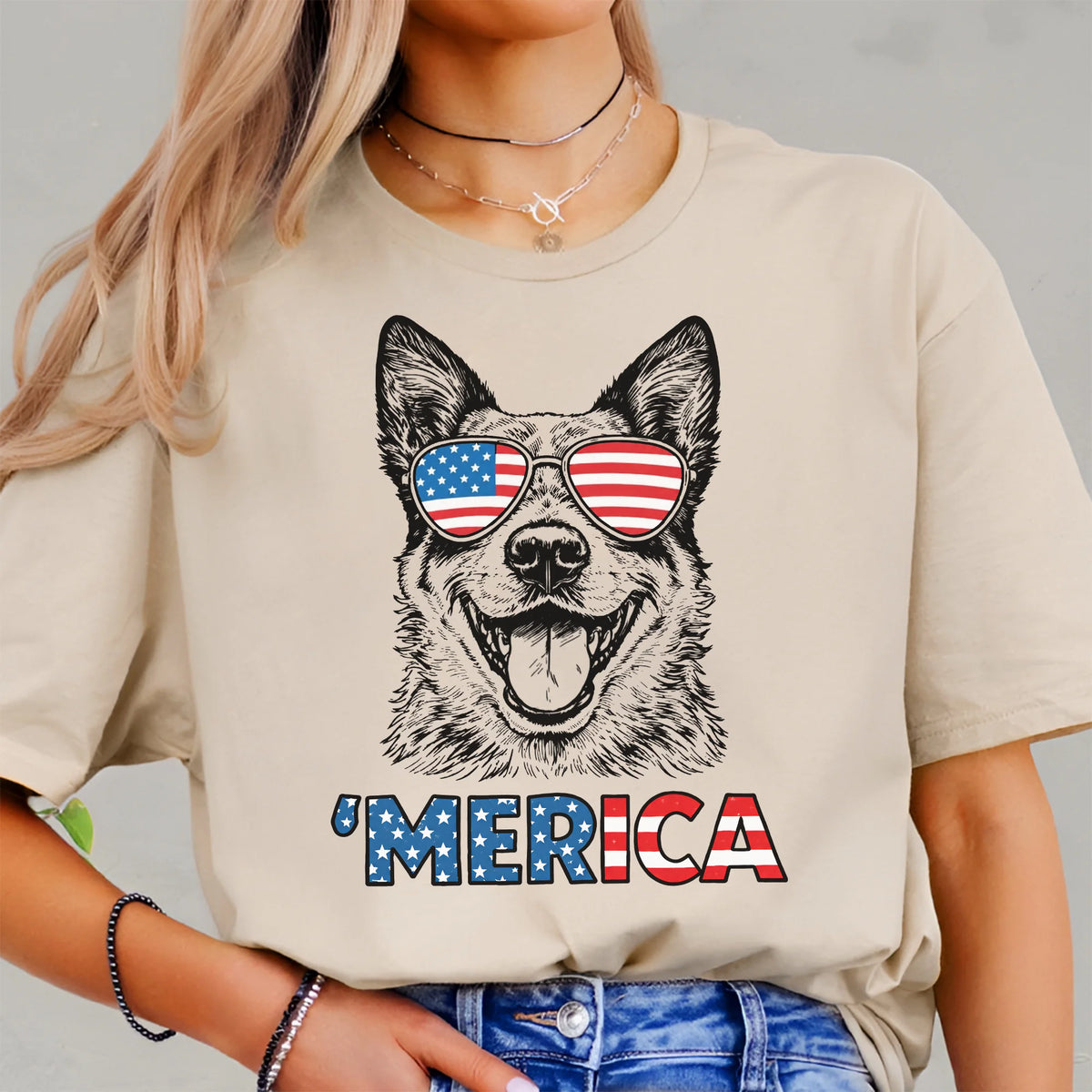 Australian Cattle Dog Merica Shirt Patriotic Blue Heeler July Tee