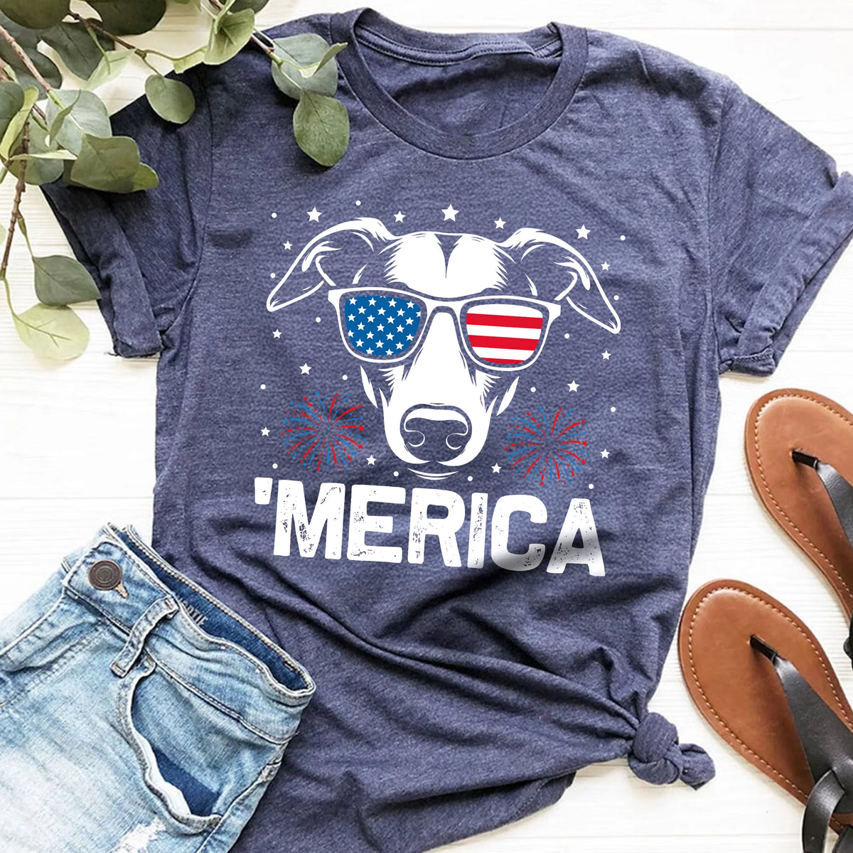 Greyhound Merica Shirt Patriotic 4th July USA Sighthound Lover Tee