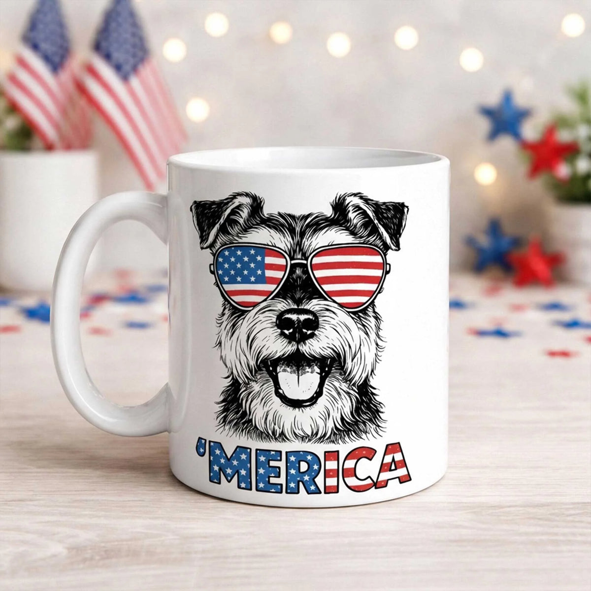 Miniature Schnauzer Merica Mug Patriotic Dog Lover 4th July Gift