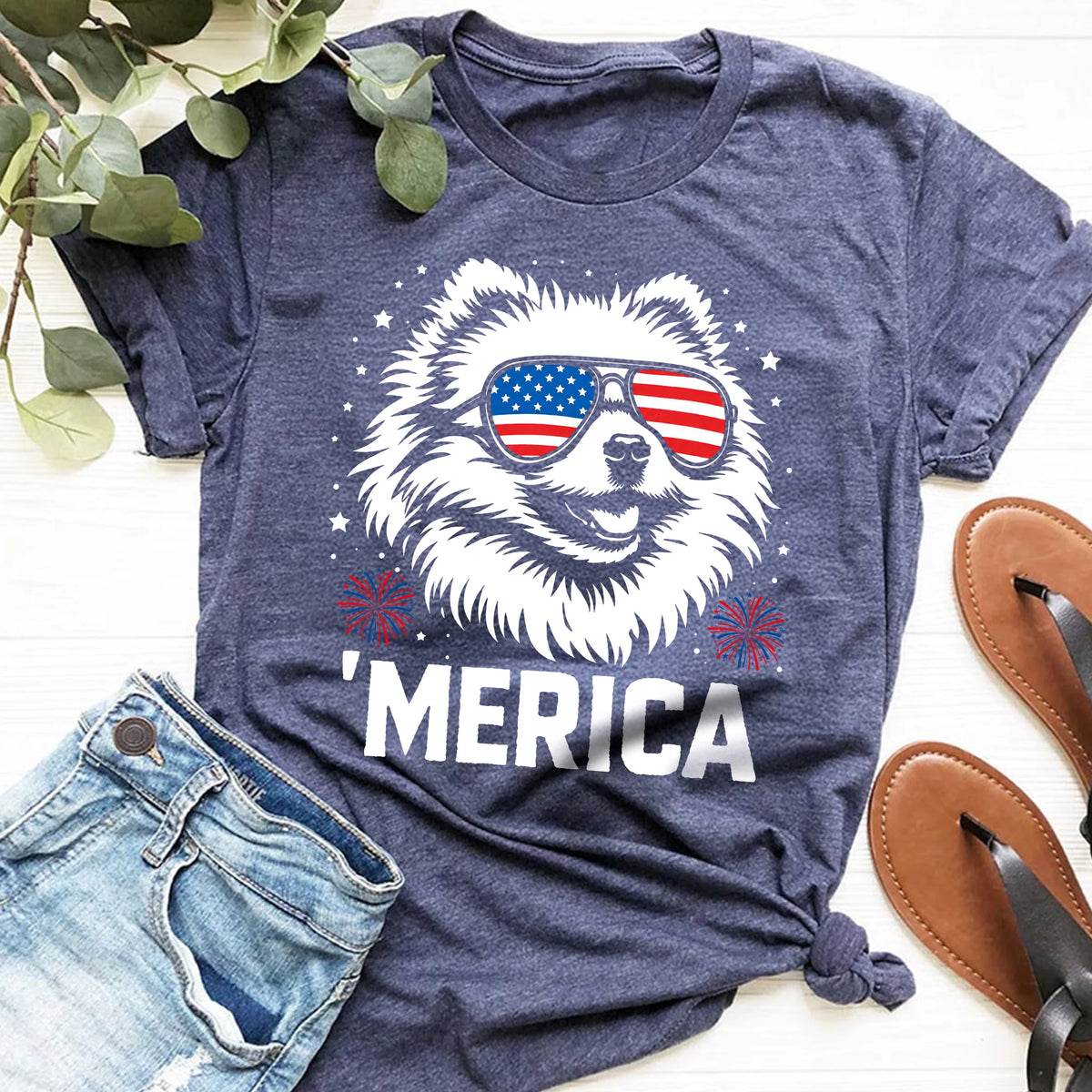 Pomeranian Merica Shirt | Patriotic 4th July Dog Lover Tee