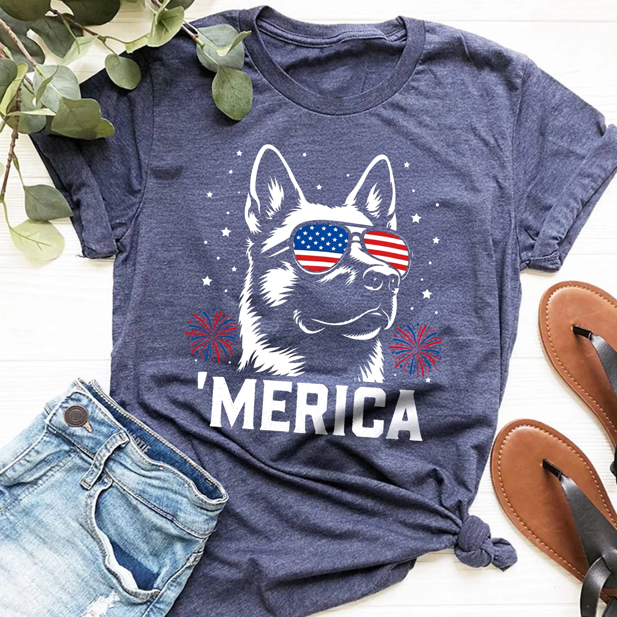 Belgian Malinois Merica Shirt | Patriotic 4th July Dog Dad Tee
