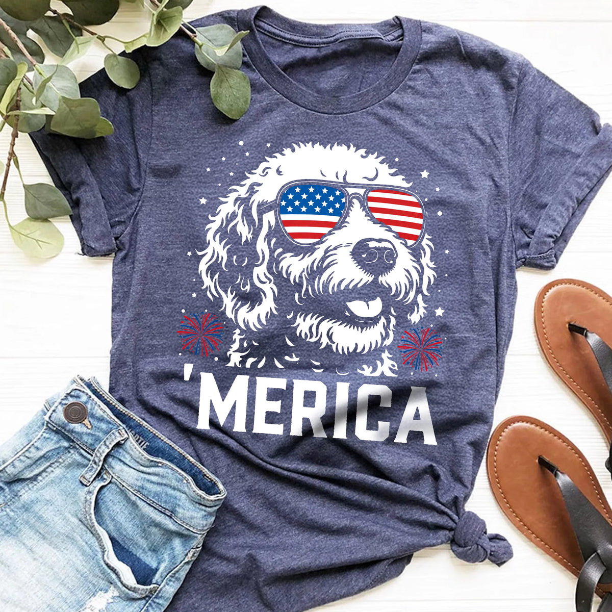 Labradoodle Merica Shirt | Patriotic USA Flag 4th July Tee