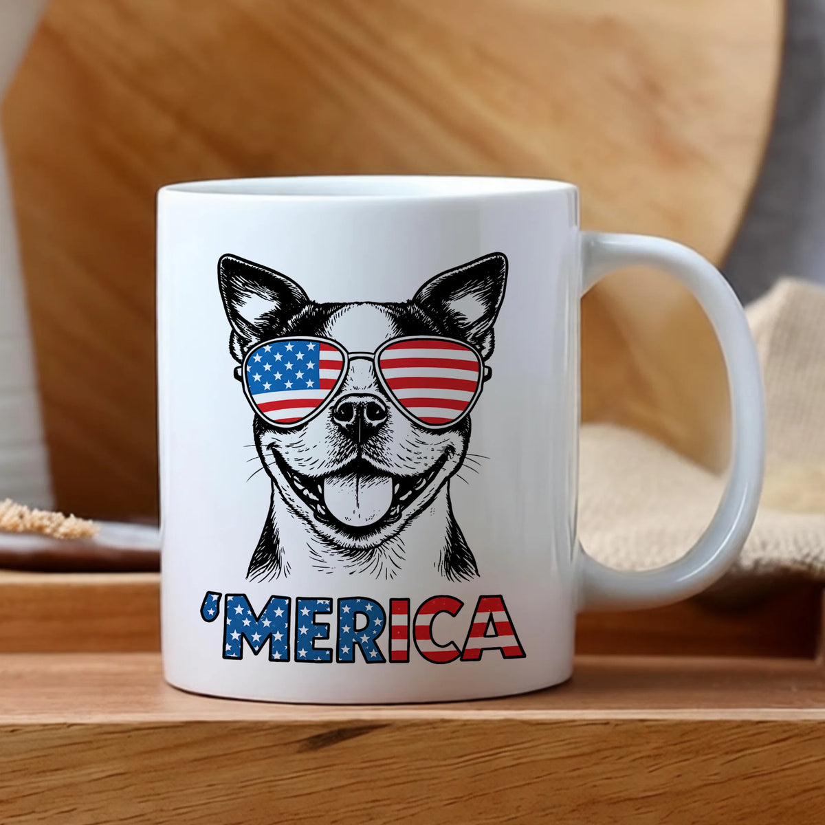 Boston Terrier Merica Mug | Patriotic Dog Coffee Cup Gift