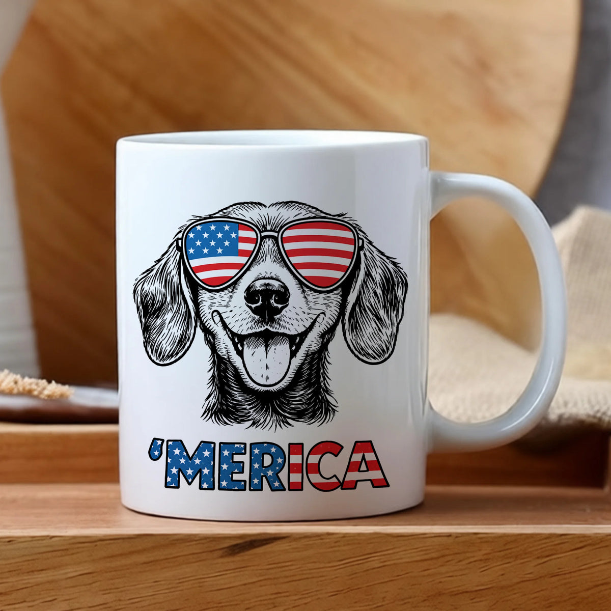 Dachshund American Flag Mug | Patriotic Wiener Dog Coffee Cup