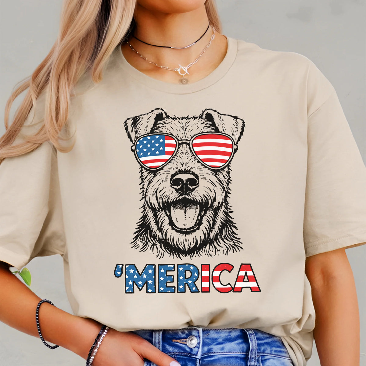 Airedale Terrier Merica Shirt | Patriotic Dog Lover Gift Tee