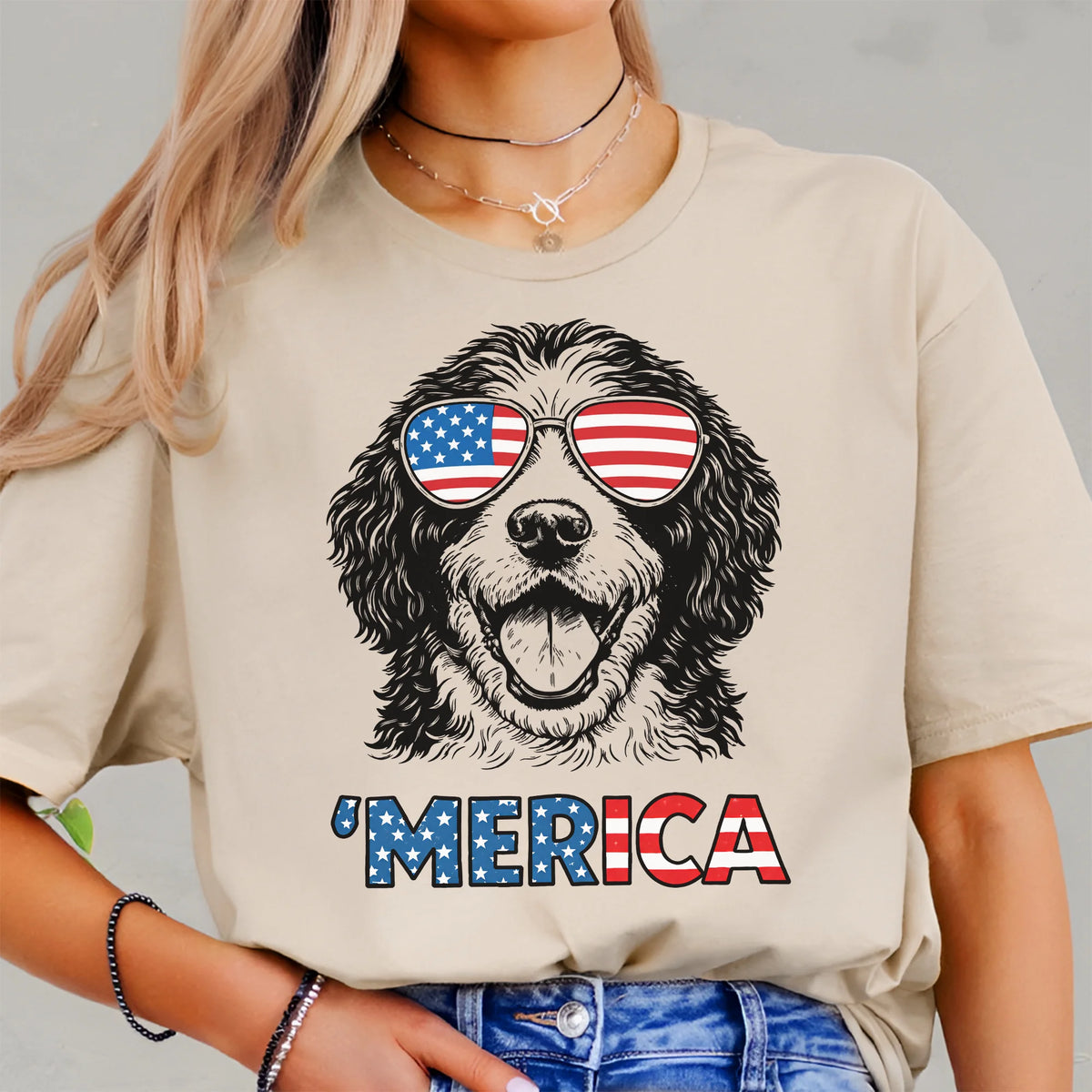 Bernedoodle Patriotic Shirt | Merica Dog Lover Gift Tee