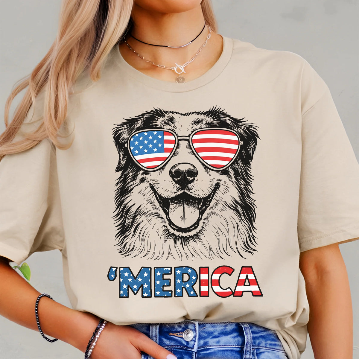 Australian Shepherd Merica Shirt | Patriotic Aussie Dog Mom Tee