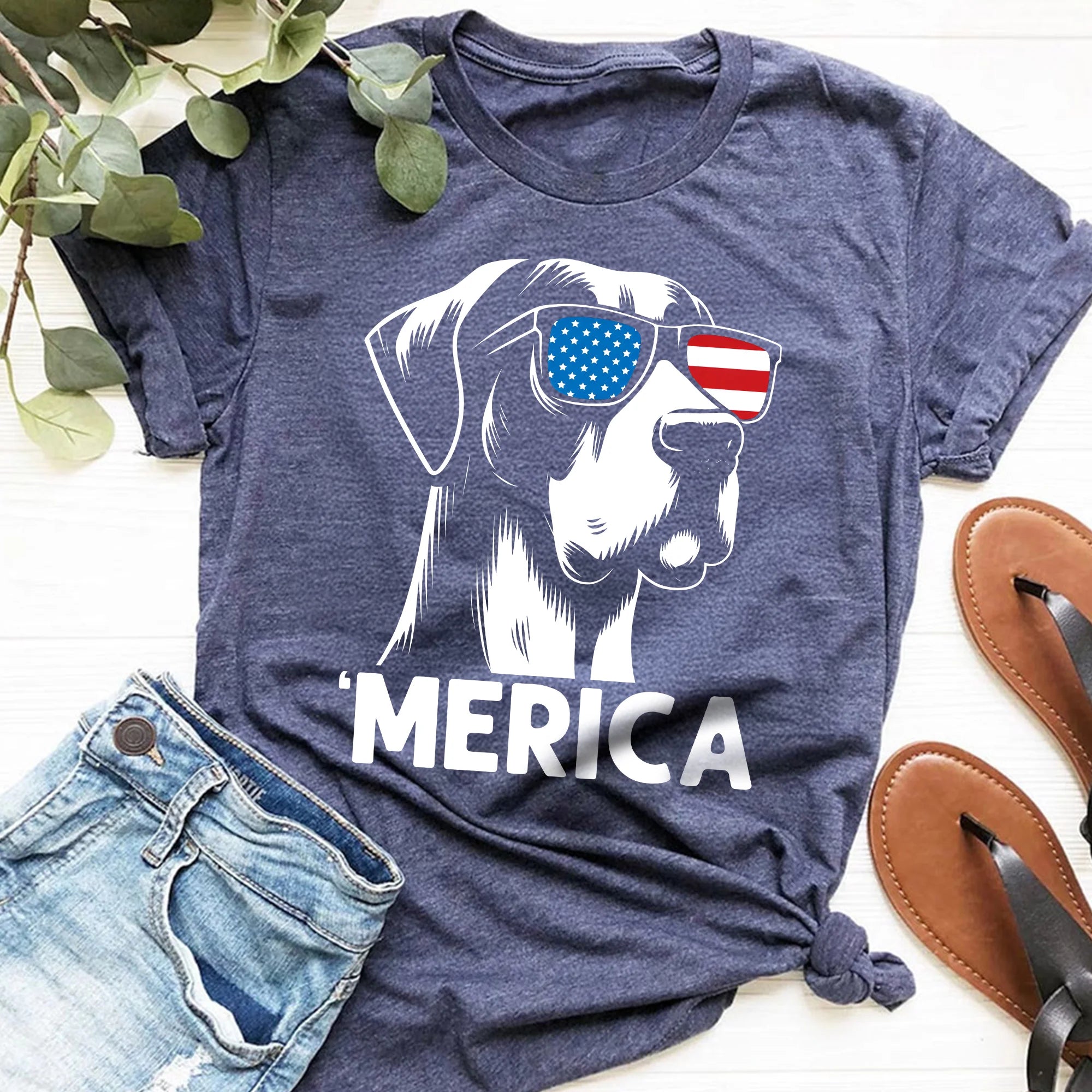 Great Dane Merica Shirt Patriotic 4th July Dog Mom Lover Tee