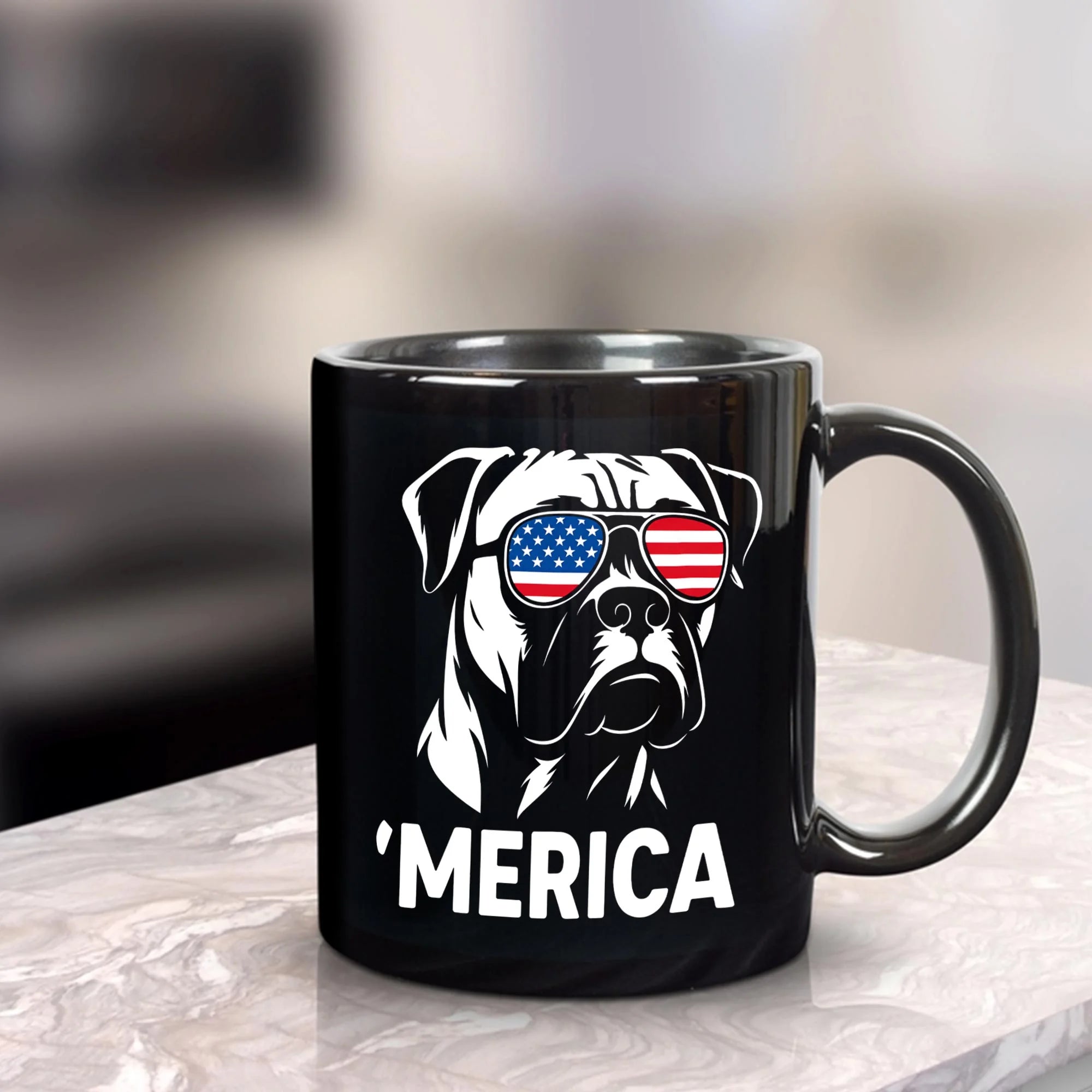 Boxer Merica Mug | Patriotic USA Boxer Dog 4th July Coffee Cup
