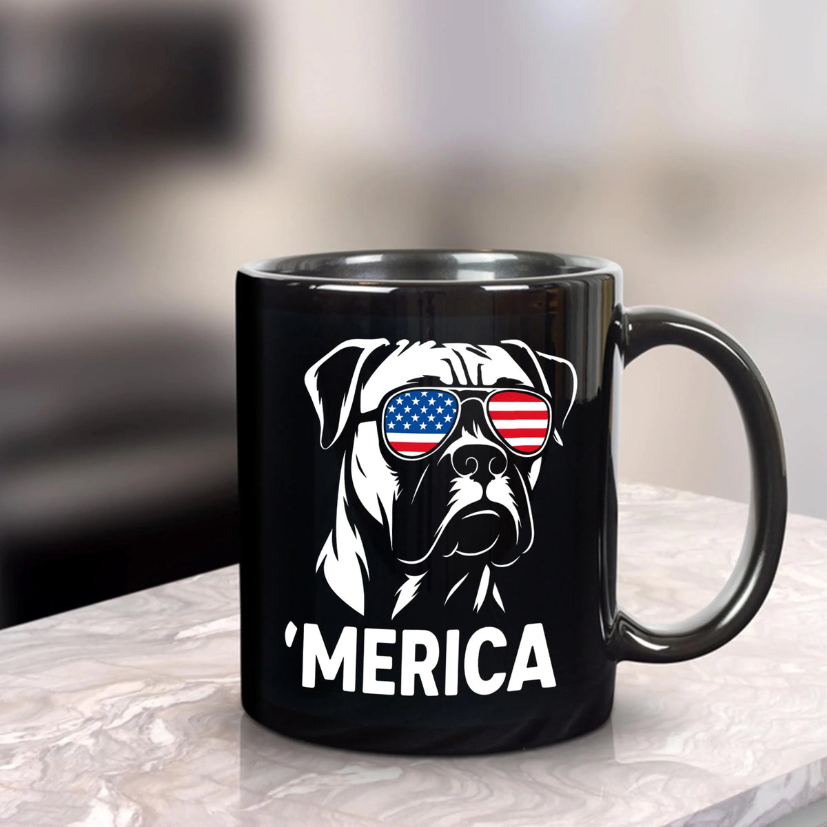 Boxer Merica Mug | Patriotic USA Boxer Dog 4th July Coffee Cup
