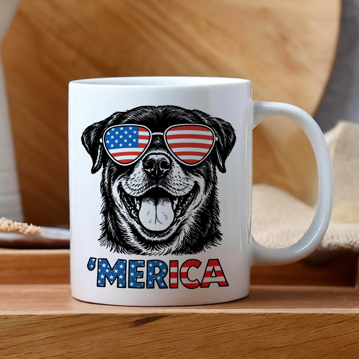 Rottweiler Merica Mug | Patriotic Dog Coffee Cup | 4th of July Dog Dad Gift