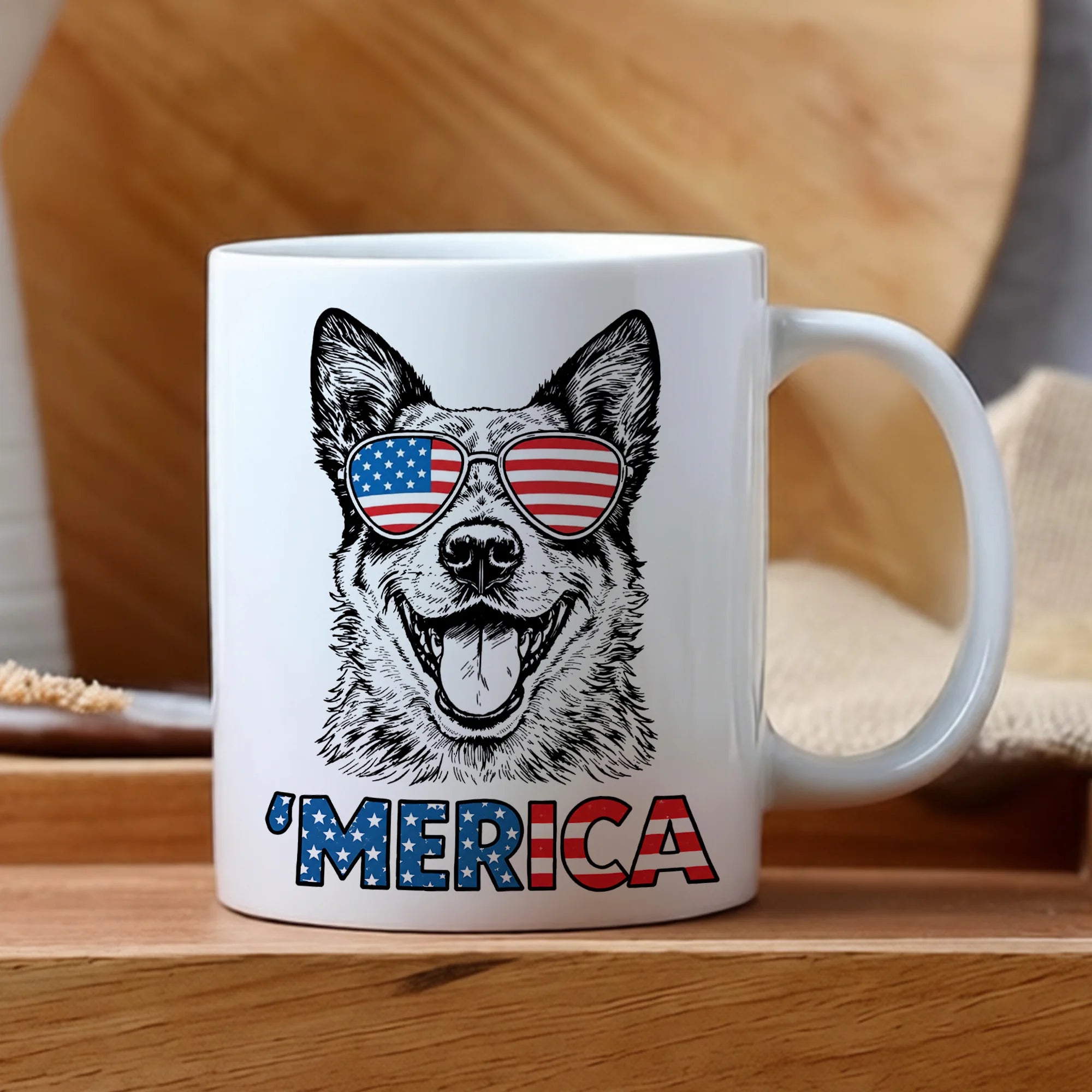 Australian Cattle Dog Merica Mug | Patriotic Blue Heeler July4 Gift