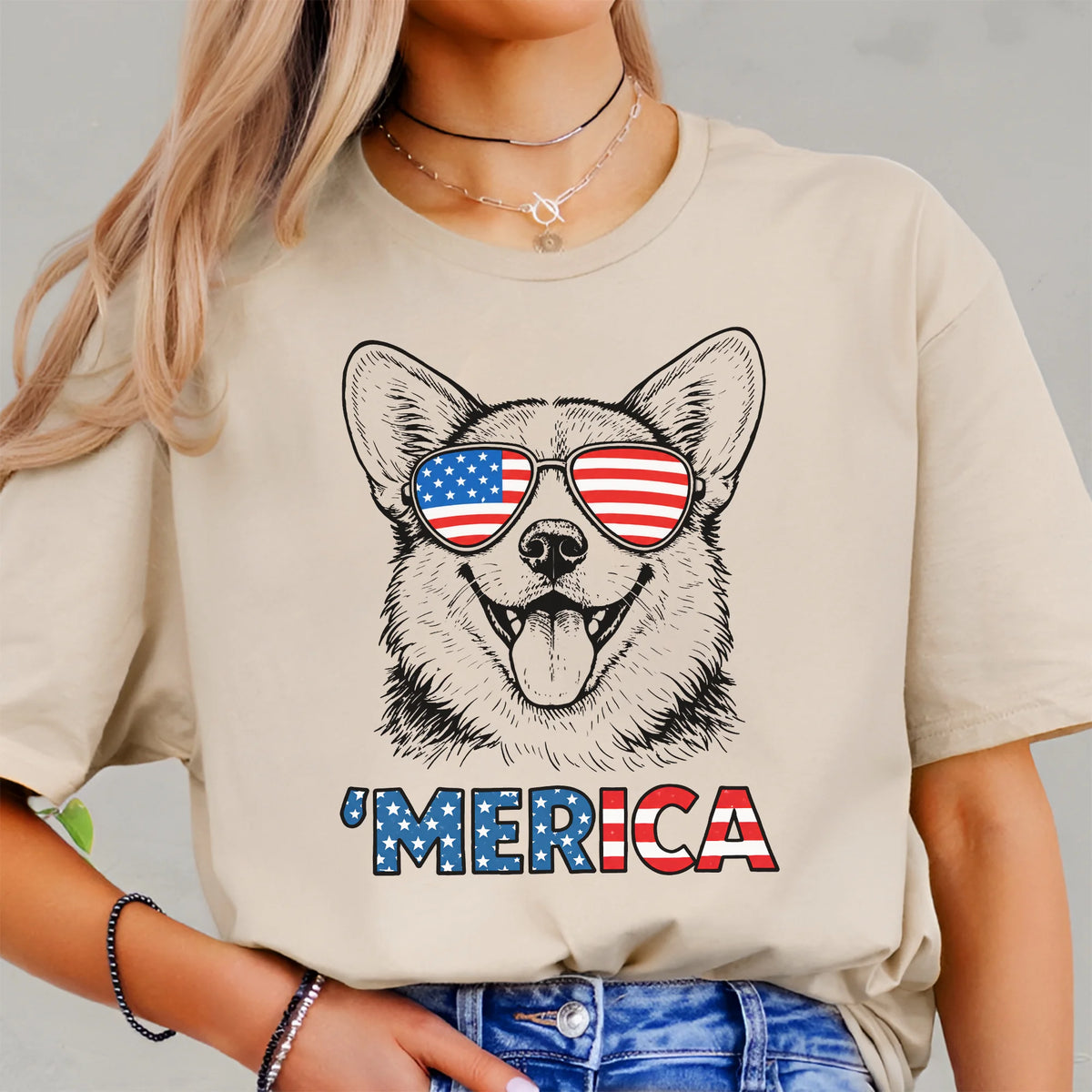 Corgi 4th of July Shirt | Patriotic Dog Mom Merica Tee