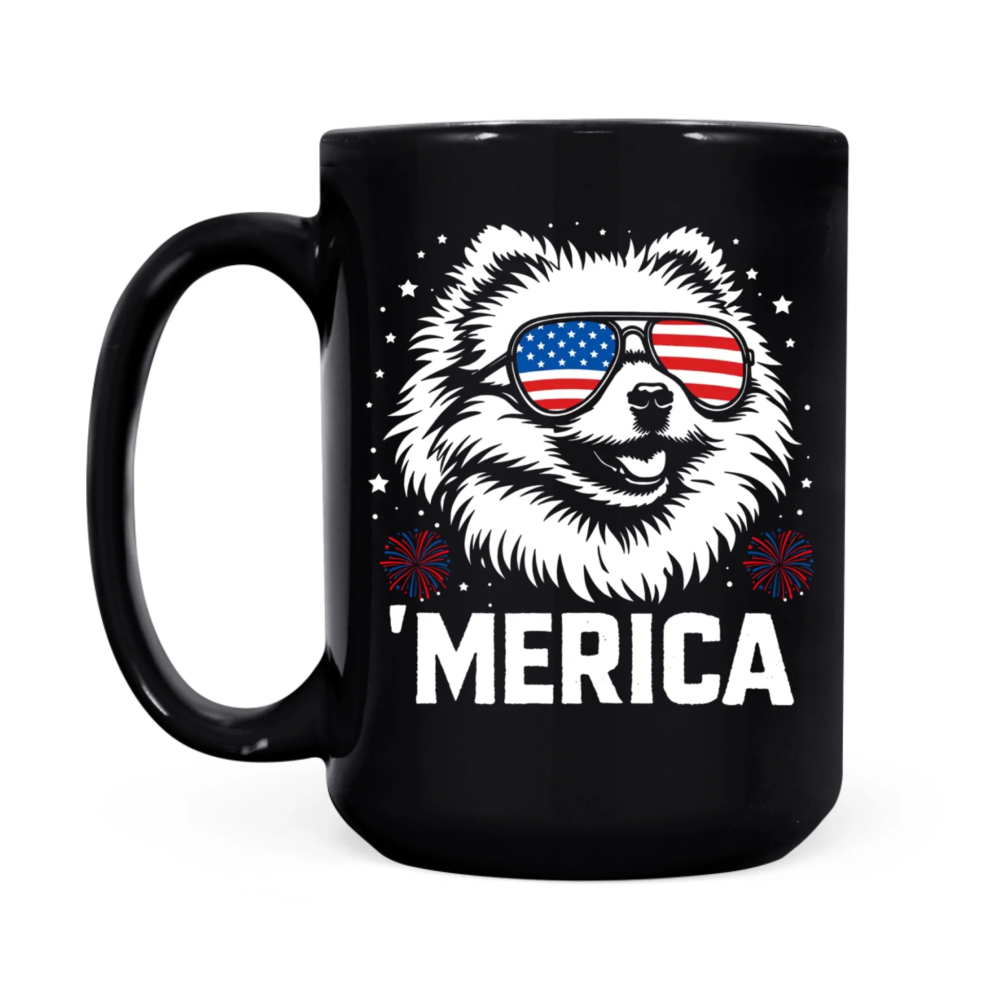 Pomeranian Merica Mug | Patriotic 4th of July Dog Lover Coffee Cup