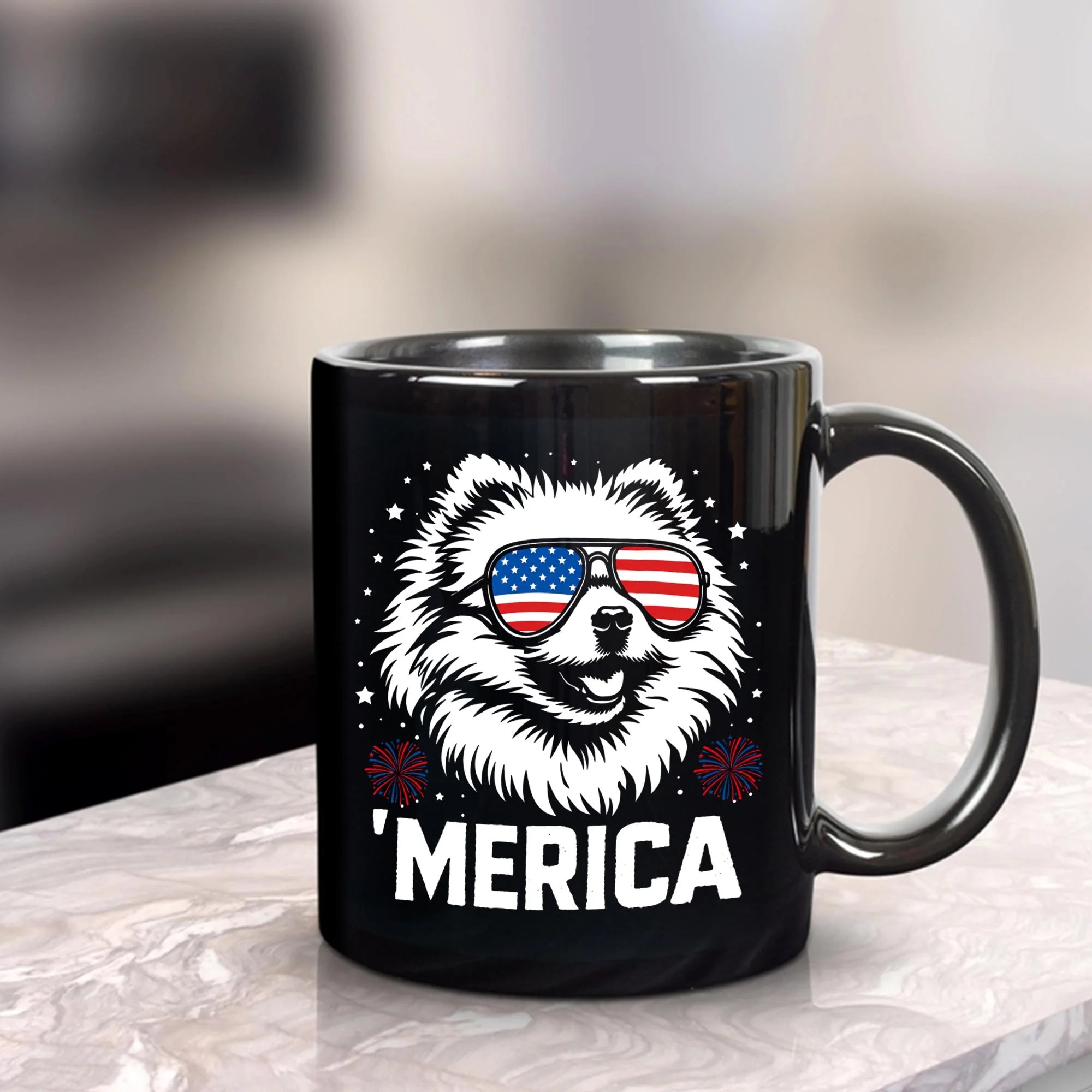 Pomeranian Merica Mug | Patriotic 4th of July Dog Lover Coffee Cup