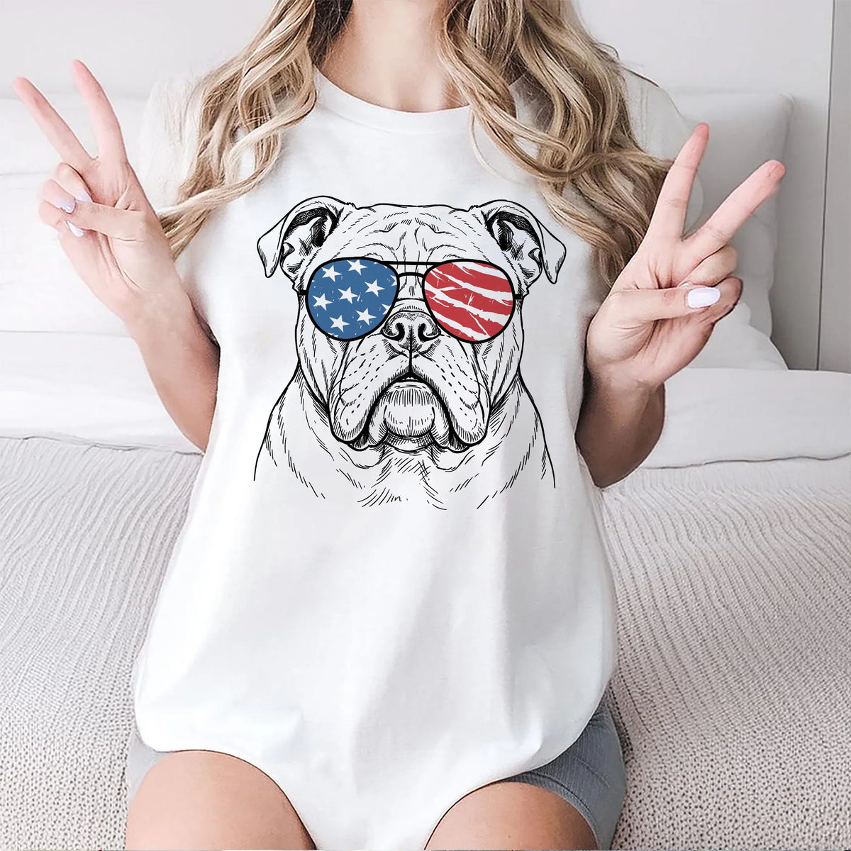 Patriotic Bulldog T-Shirt: 4th of July Dog Owner Gift
