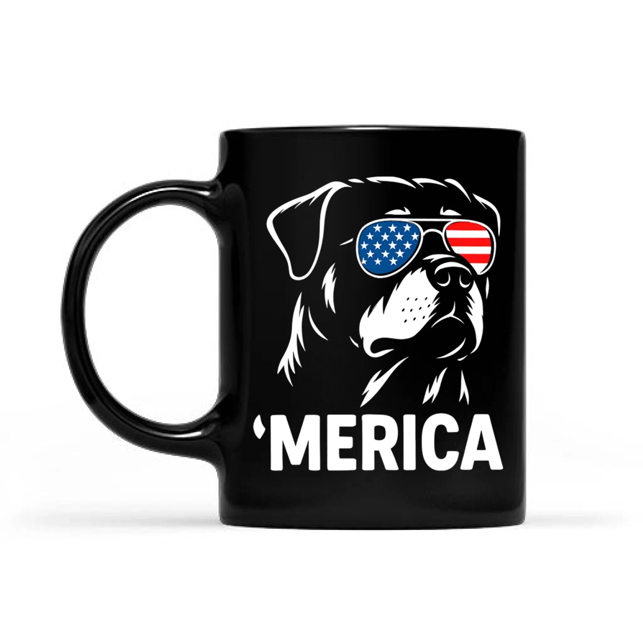 Rottweiler Merica Mug, Patriotic USA Rottie 4th July Coffee Cup
