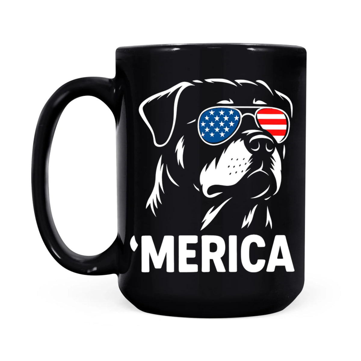 Rottweiler Merica Mug, Patriotic USA Rottie 4th July Coffee Cup