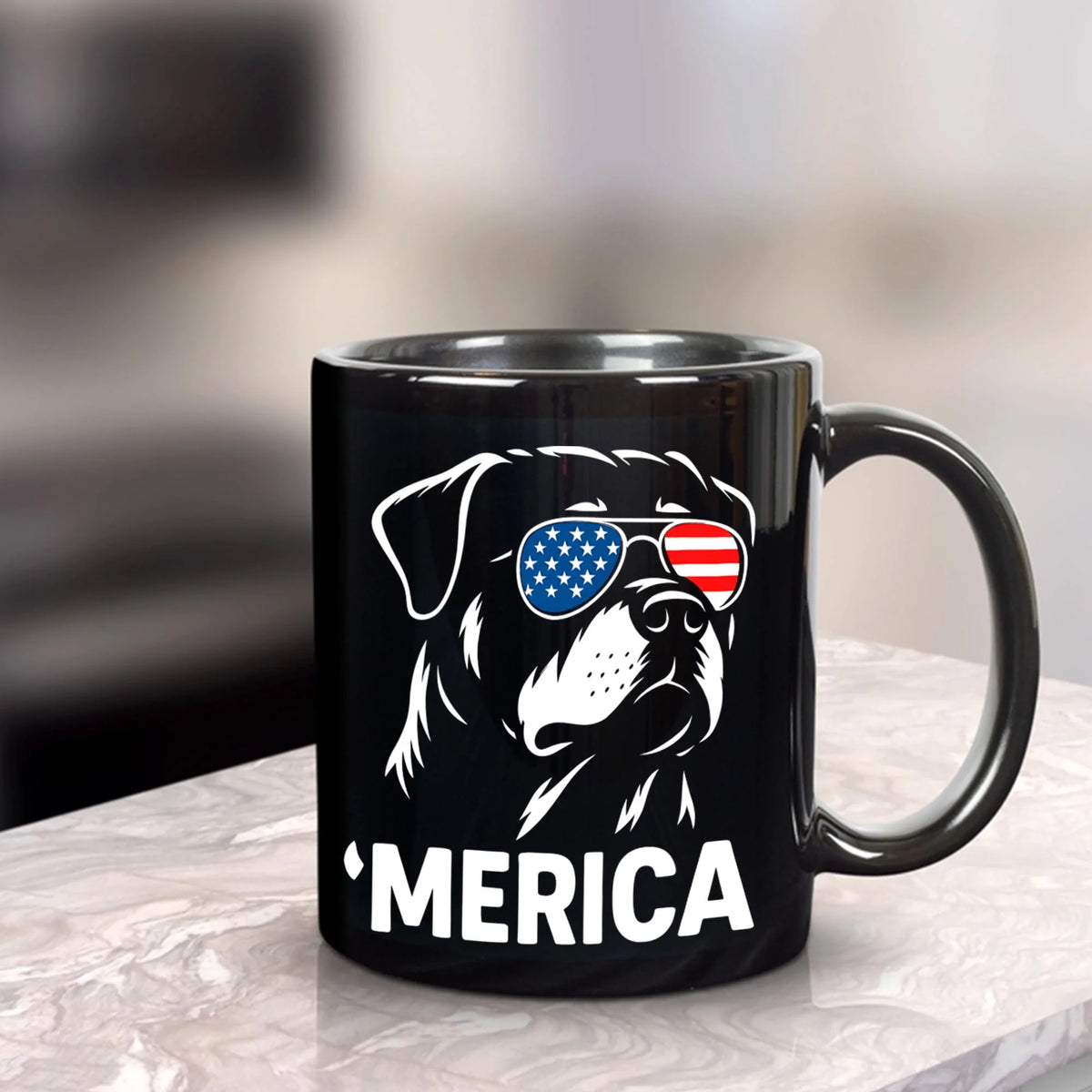 Rottweiler Merica Mug, Patriotic USA Rottie 4th July Coffee Cup