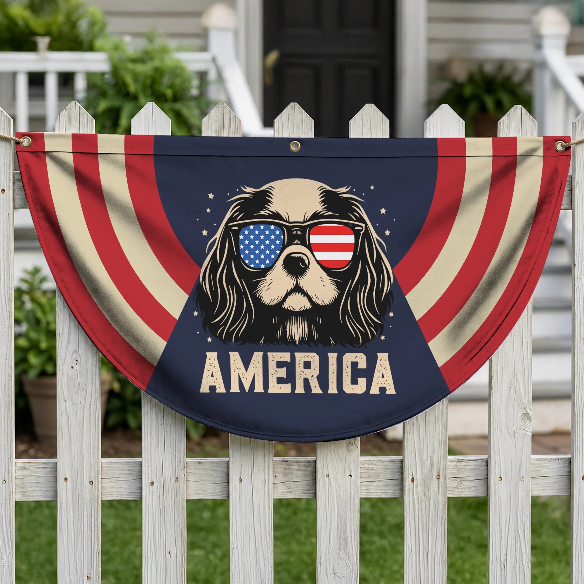 Cavalier Patriotic Fan Flag, 1776–2026 Porch Bunting Gift