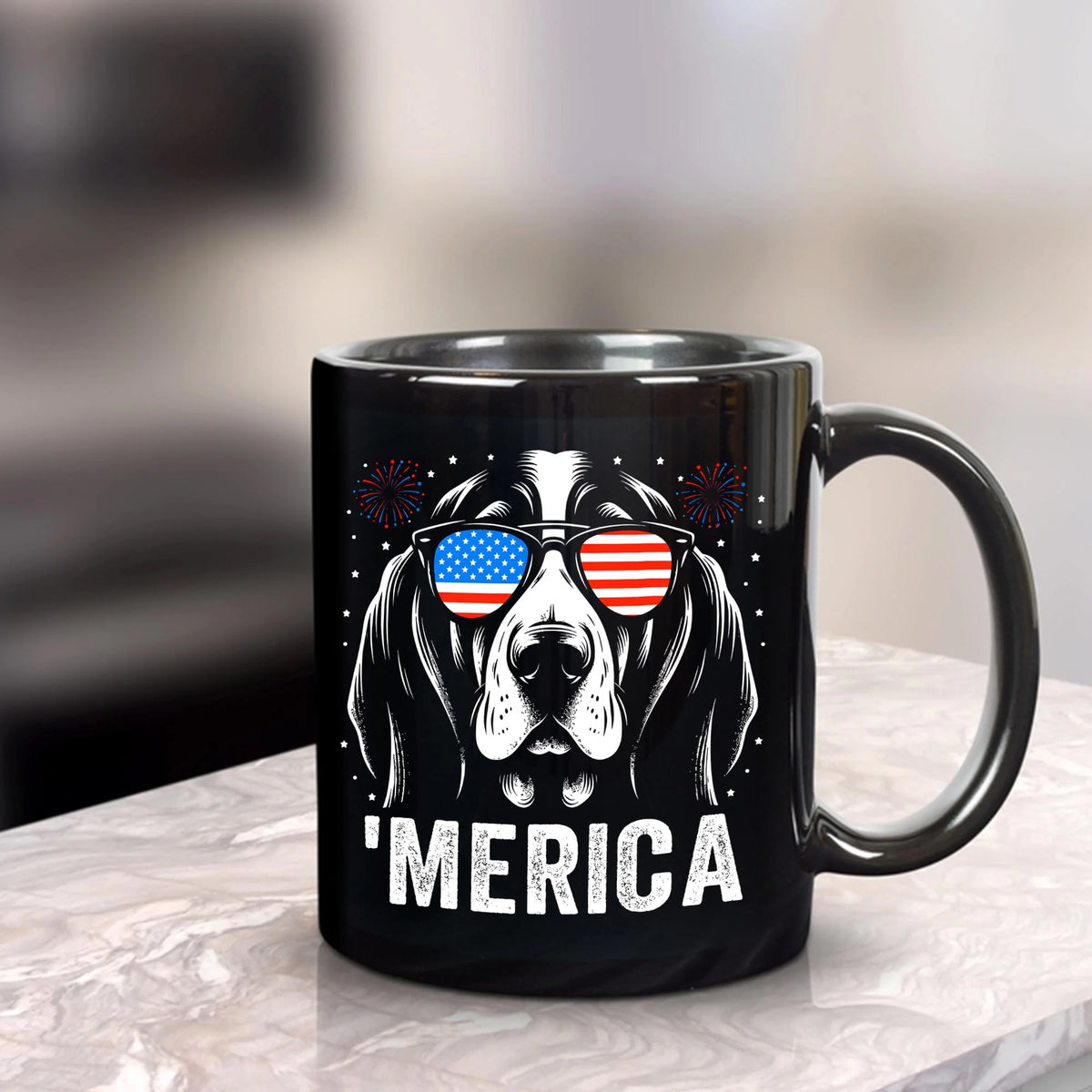 Basset Hound Merica Mug Patriotic 4th July USA Dog Lover Cup