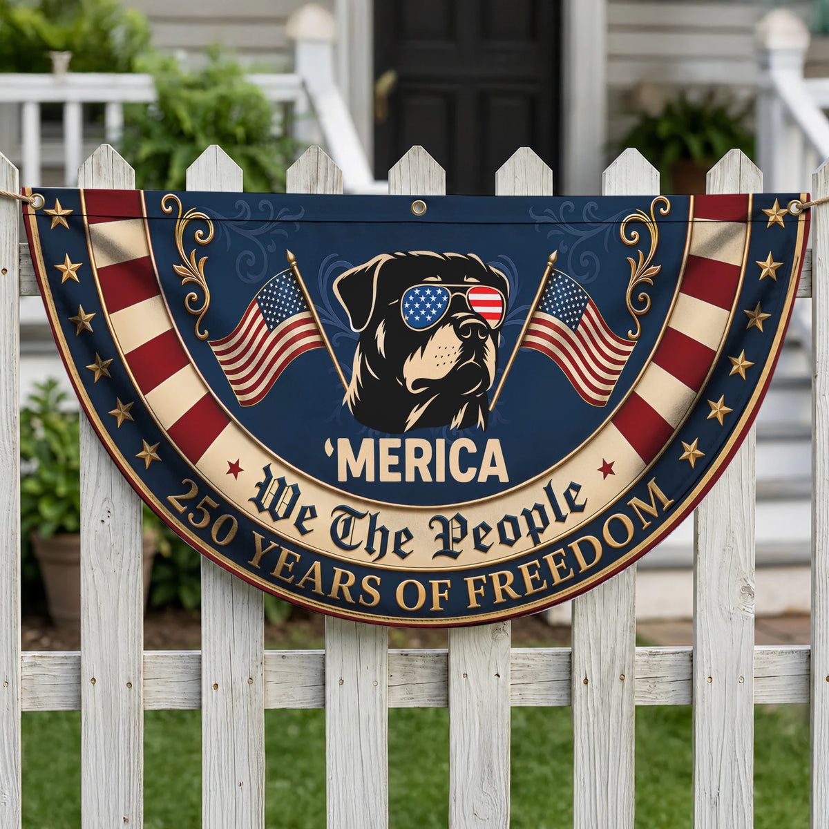 Patriotic Rottweiler Fan Flag, American Rottie Yard Decor