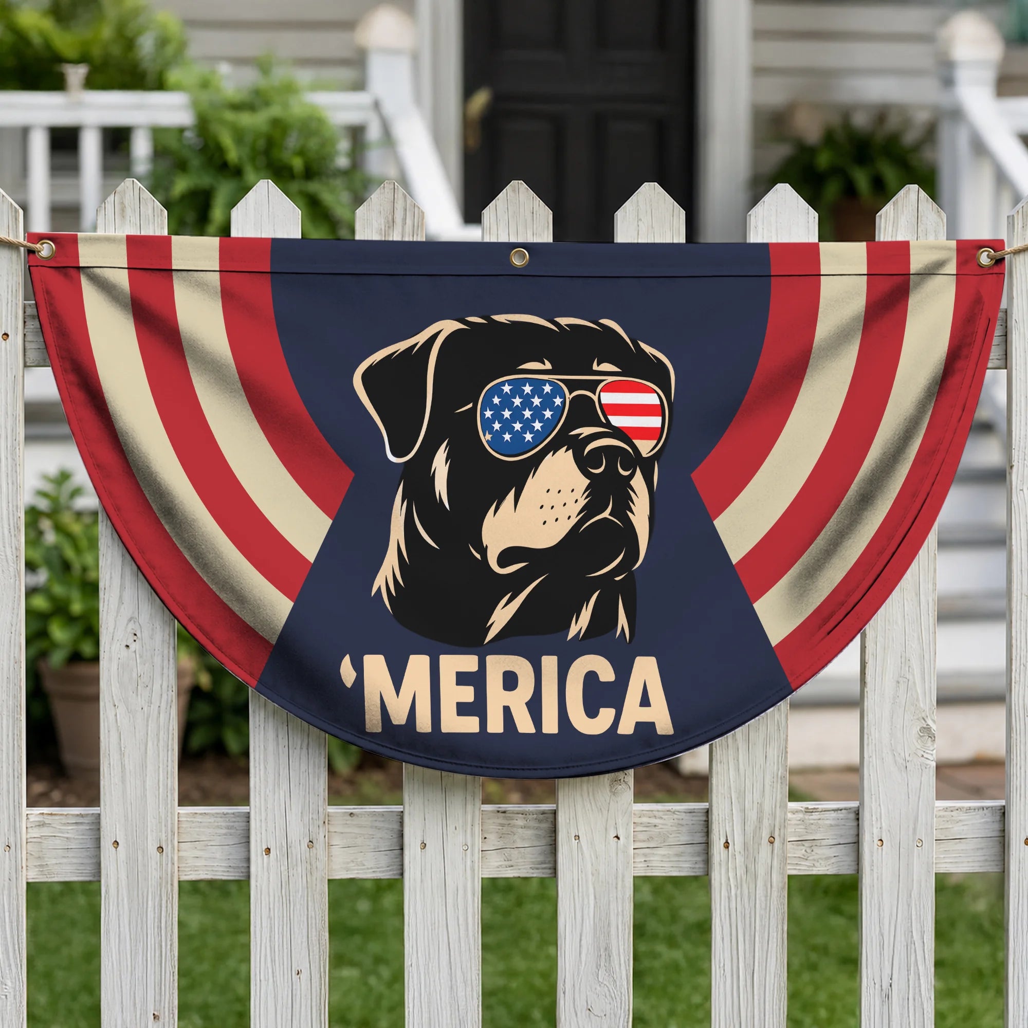 Rottweiler Merica Fan Flag, USA Rottie 4th July Decor