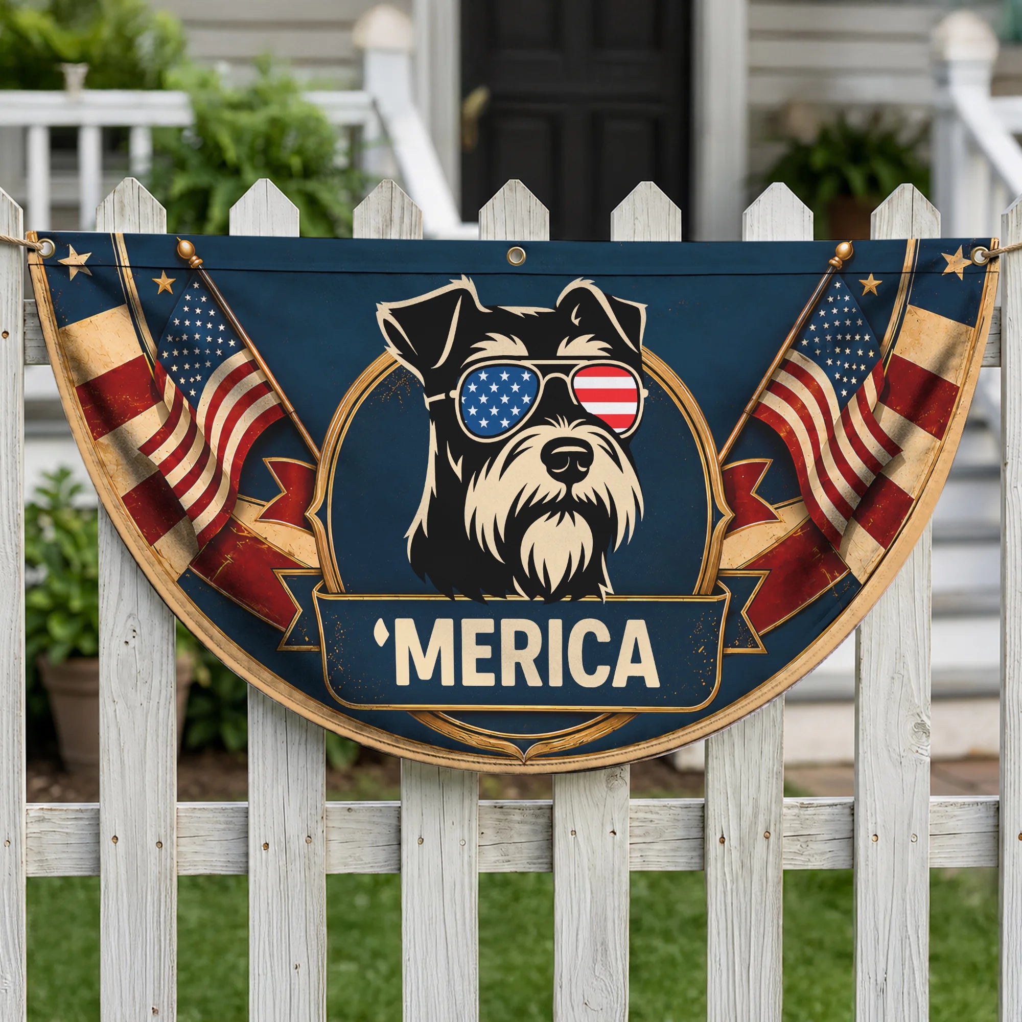 Miniature Schnauzer Merica Fan Flag, Patriotic July 4th Dog Gift