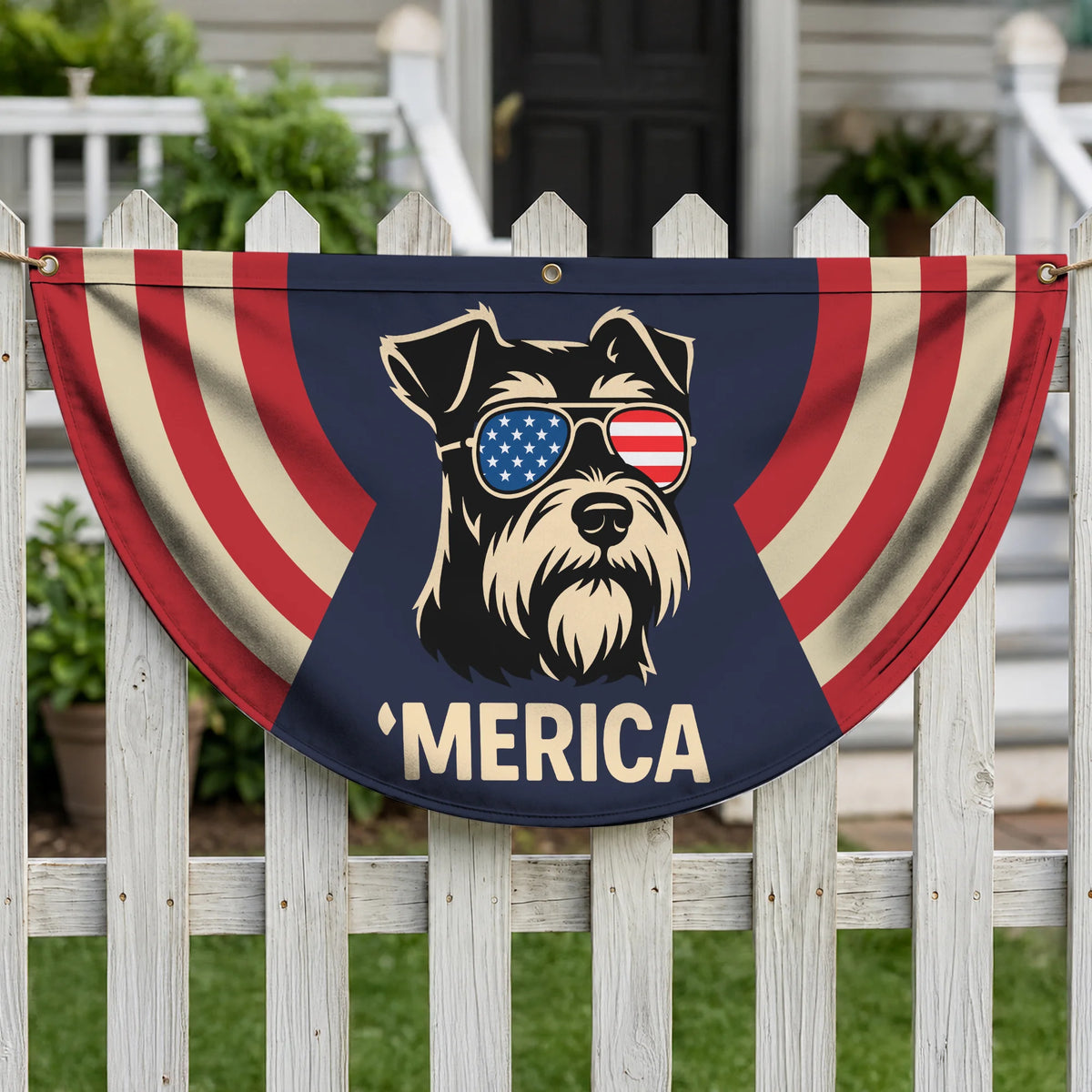 Miniature Schnauzer Patriotic Fan Flag, Merica Dog Lover Gift