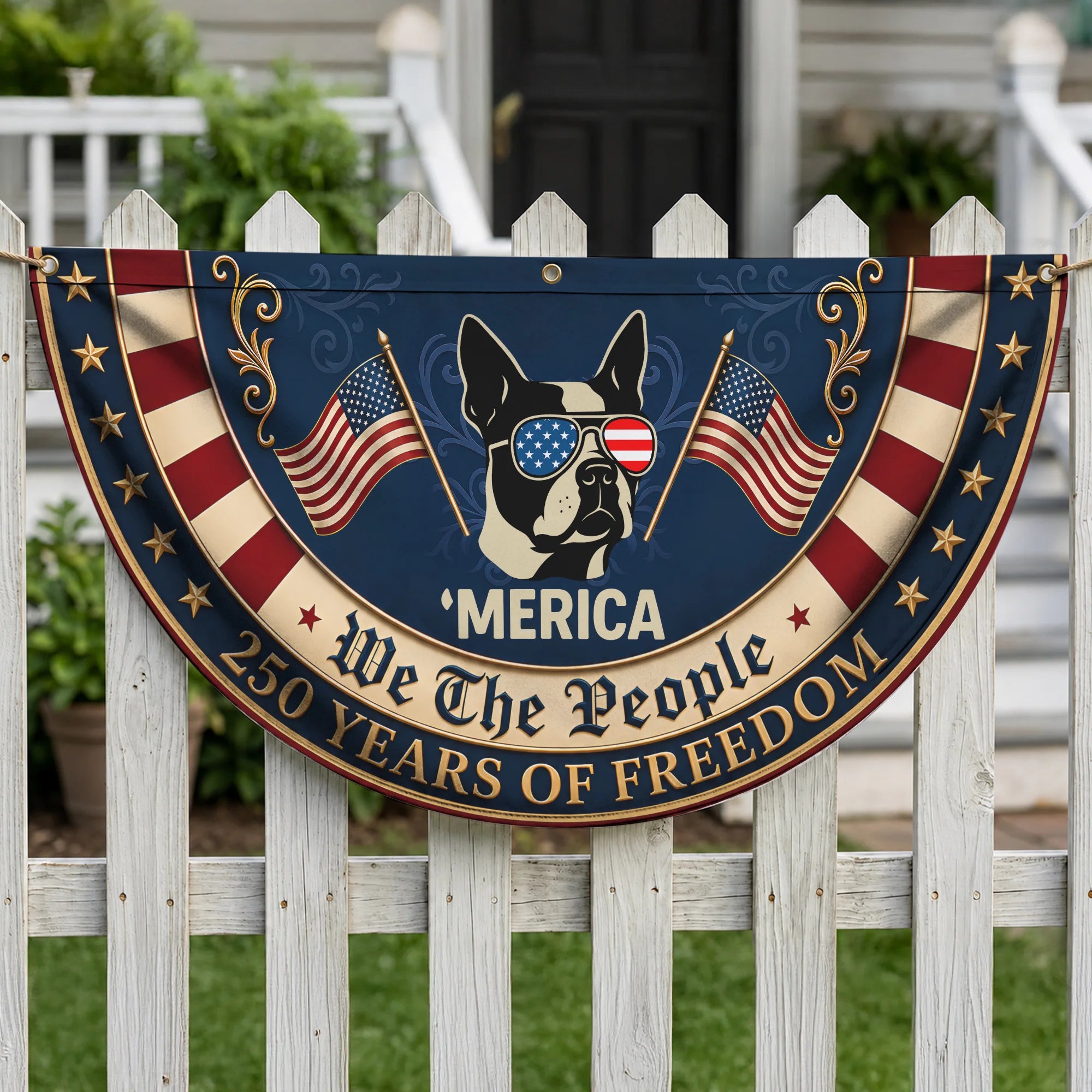 Boston Terrier 4th of July Fan Flag, USA Dog Decor