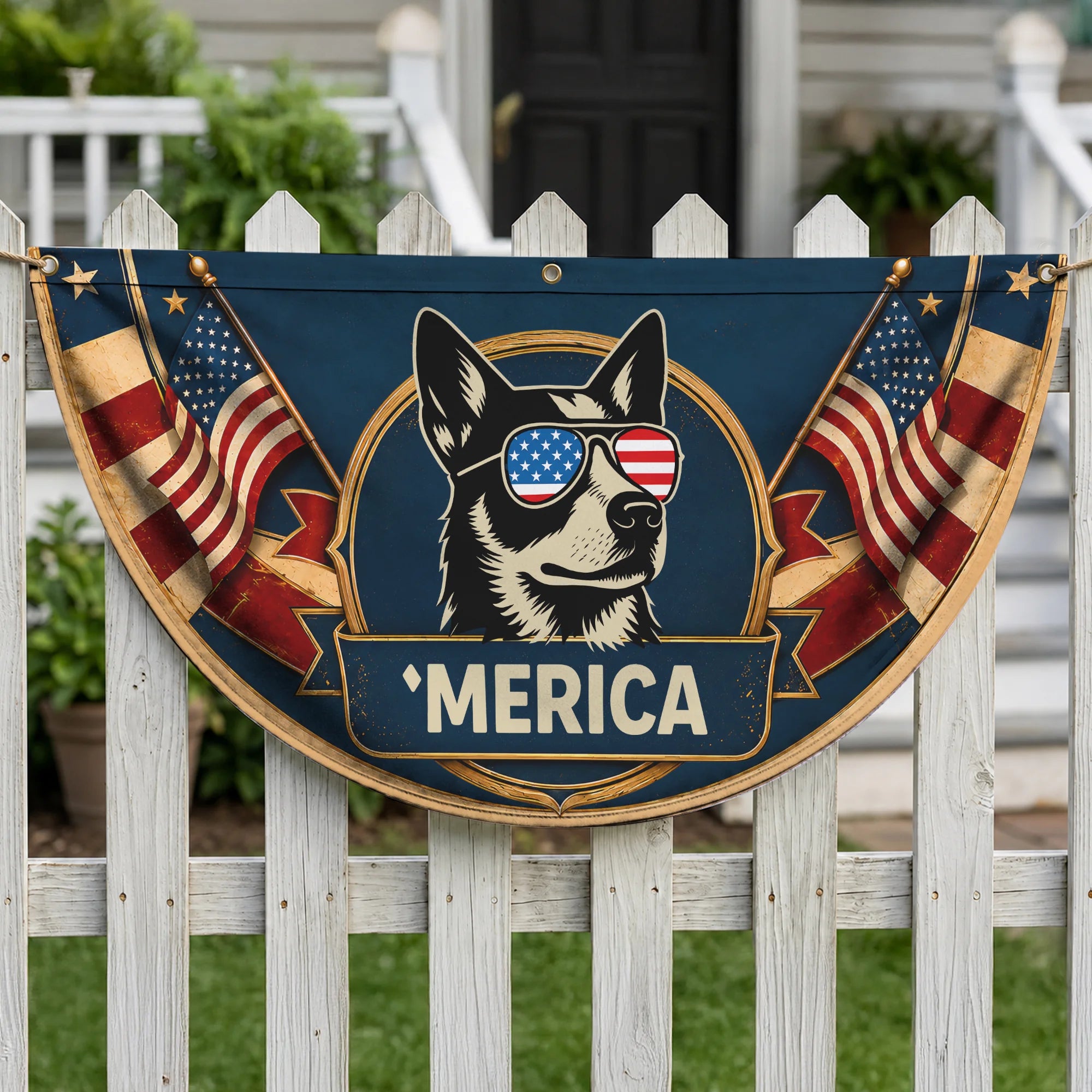 Patriotic Heeler Fan Flag, USA Blue Heeler July 4th Gift
