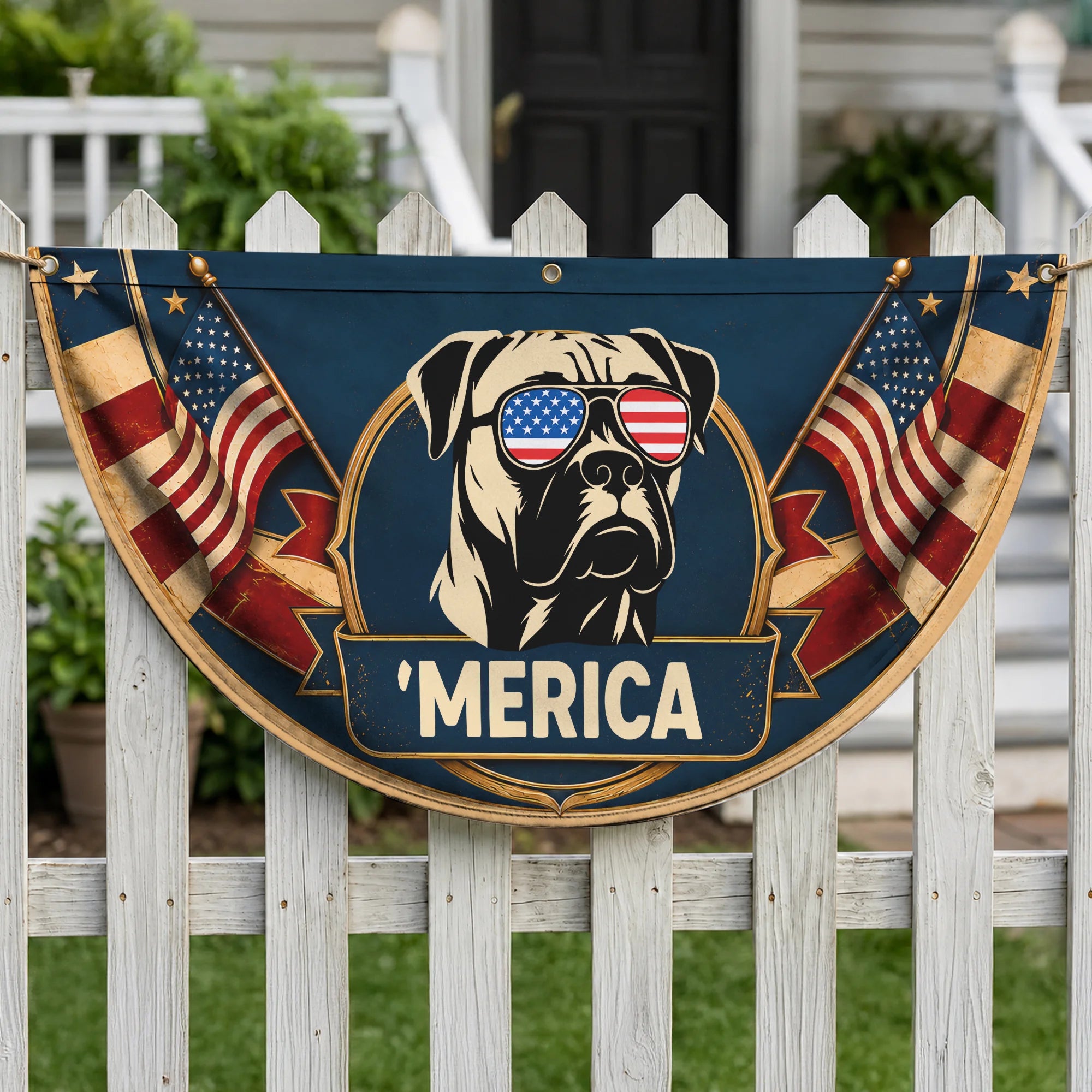 Boxer USA Fan Flag Patriotic Dog 4th July Banner Decor
