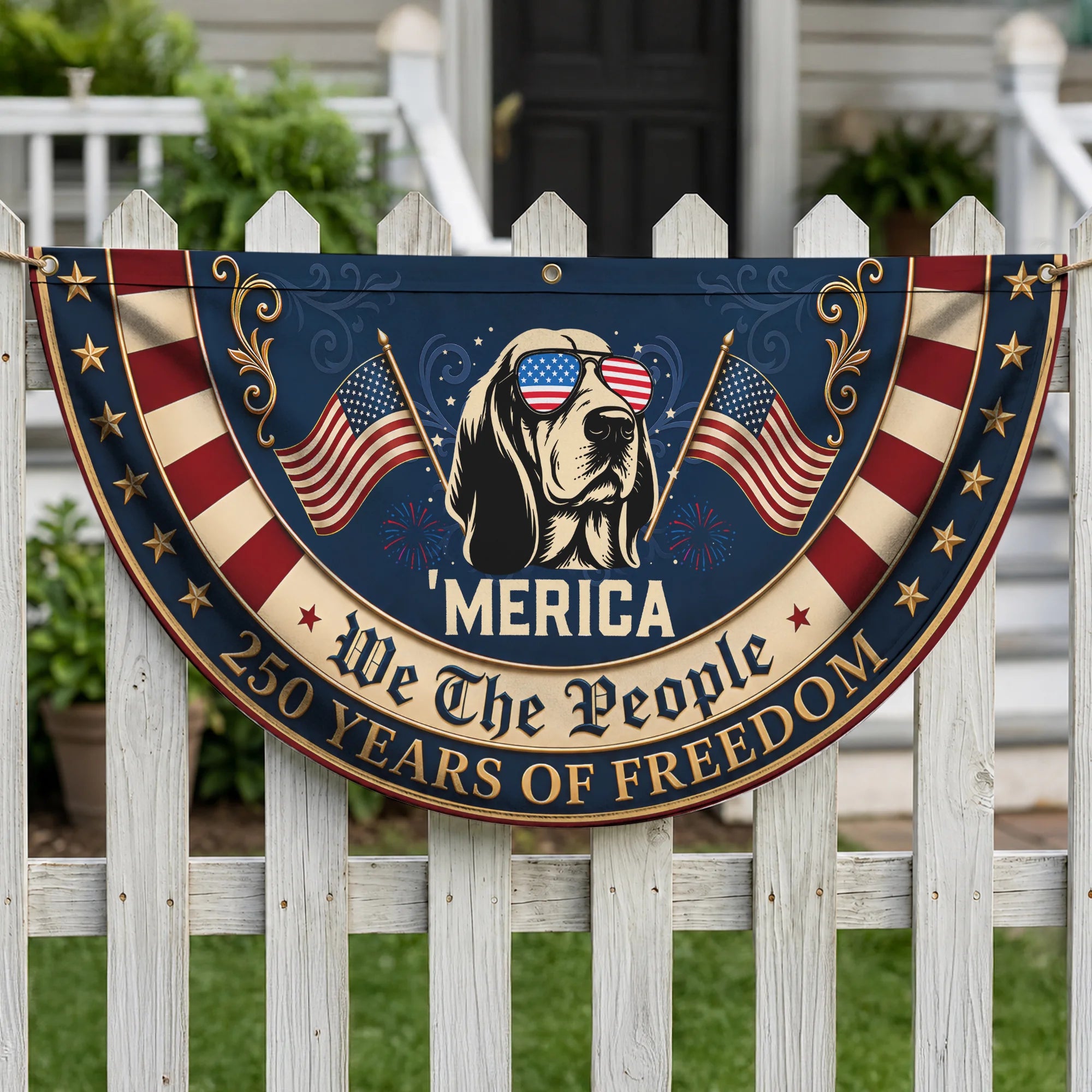 Basset Hound American Flag Banner Patriotic Dog Fan Flag