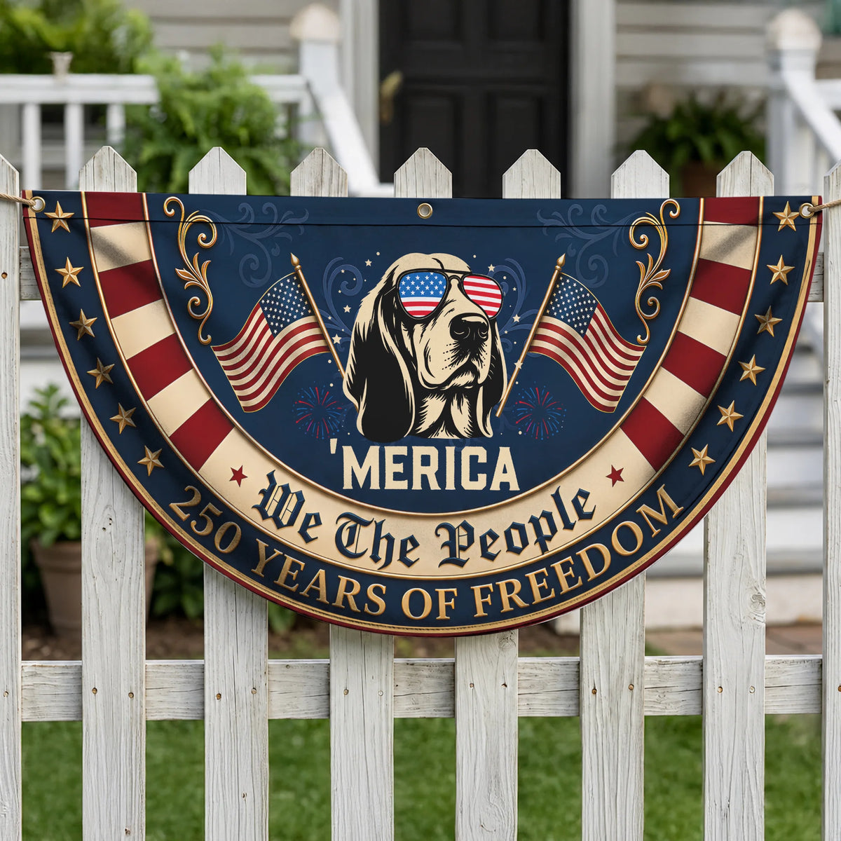 Basset Hound American Flag Banner Patriotic Dog Fan Flag