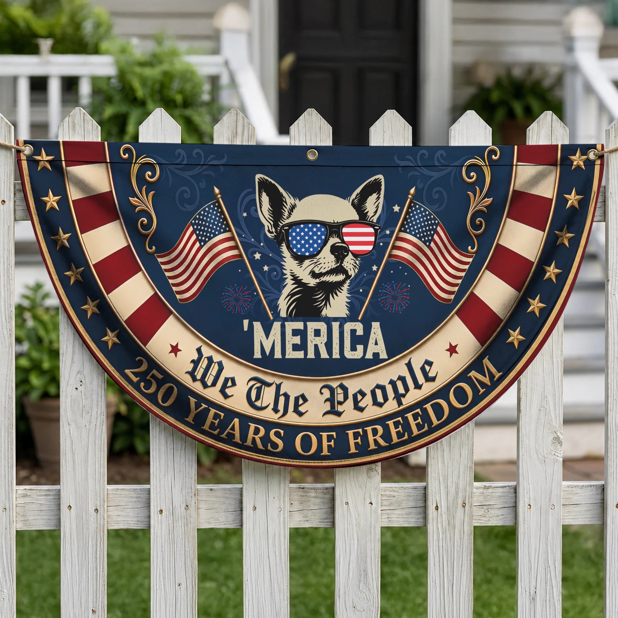 Chihuahua American Flag Banner Patriotic Dog Fan Flag