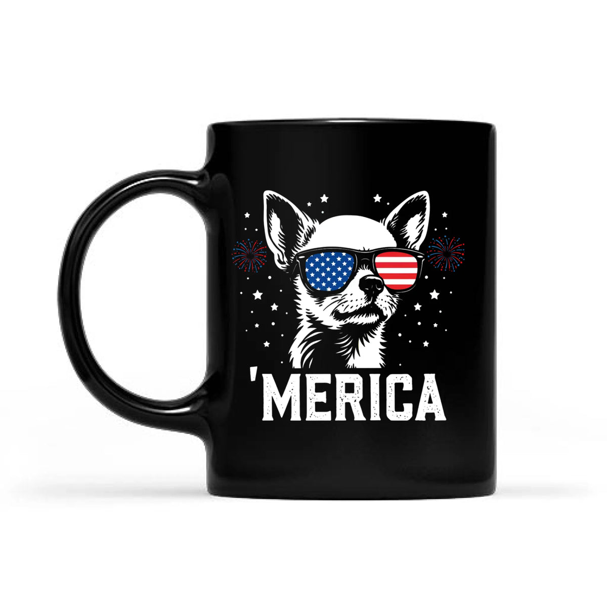 Chihuahua Merica Patriotic Mug, 4th July Dog Mom Coffee Cup