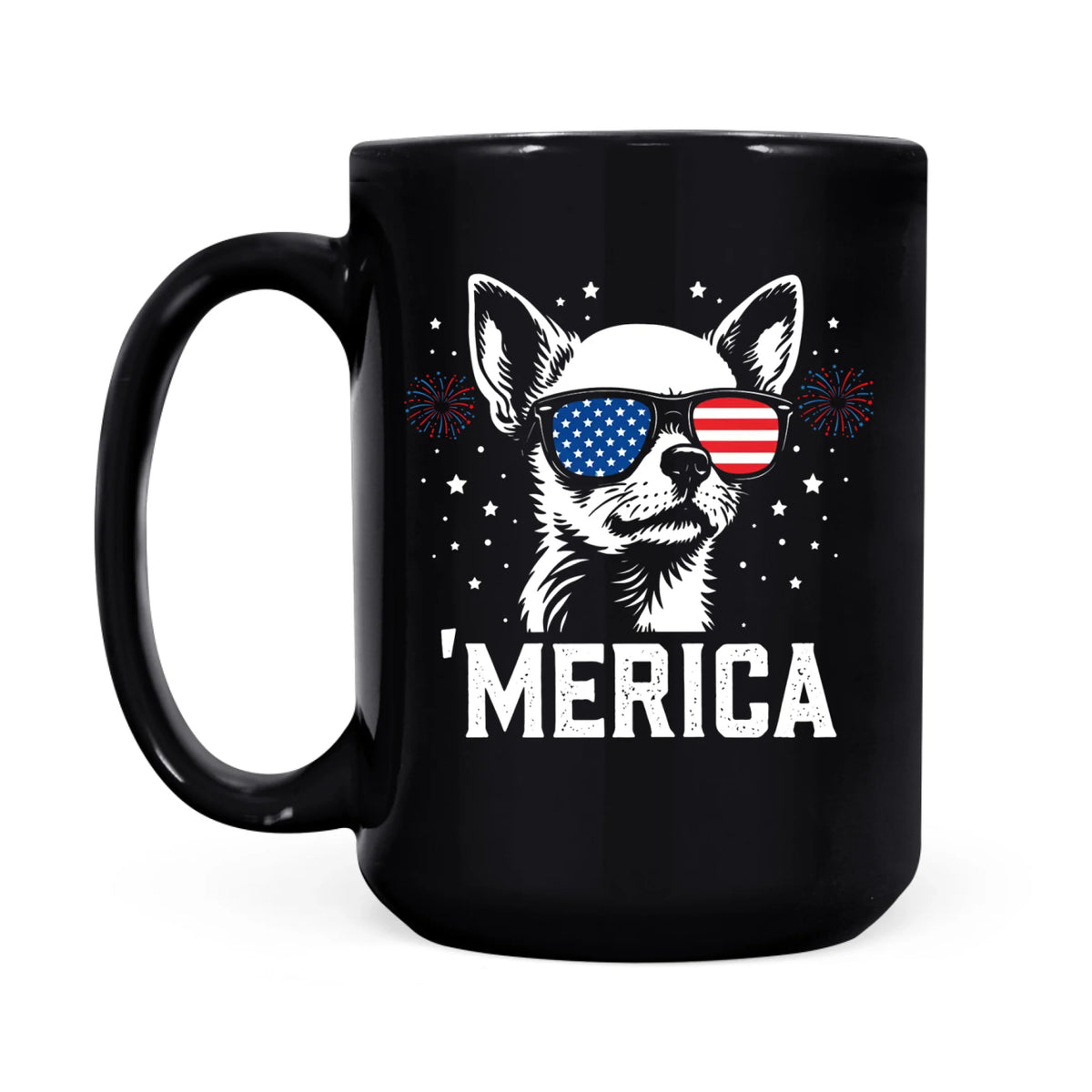 Chihuahua Merica Patriotic Mug, 4th July Dog Mom Coffee Cup
