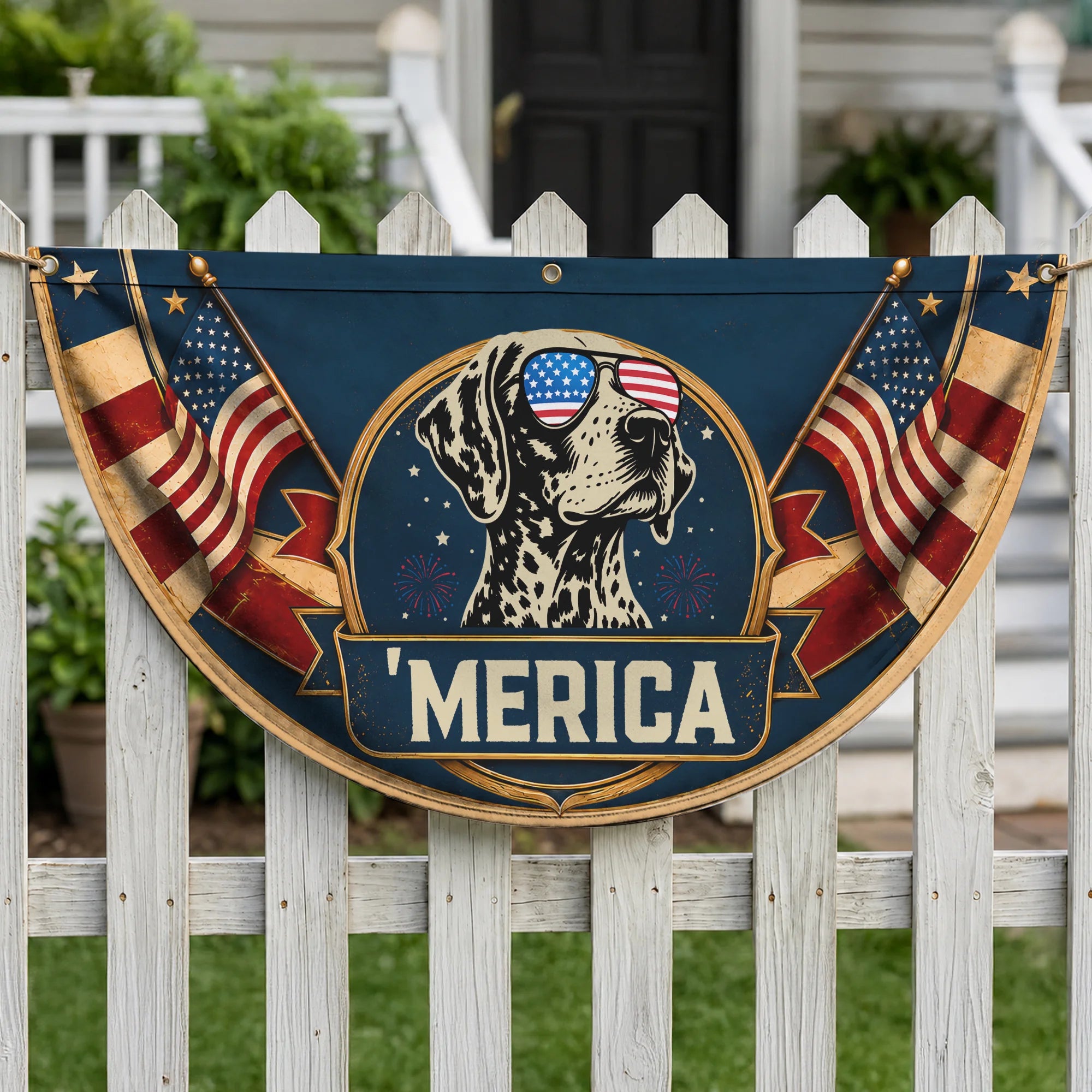 German Shorthaired Pointer Patriotic Fan Flag USA July 4th Decor